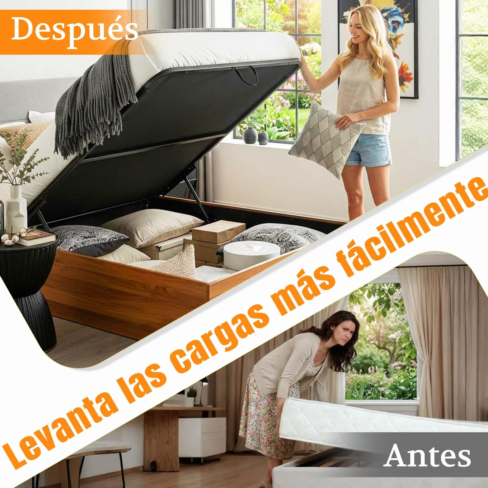Resorte de Gas con Ojal 455MM 200N Muelle Hidráulico para Cama Abatible