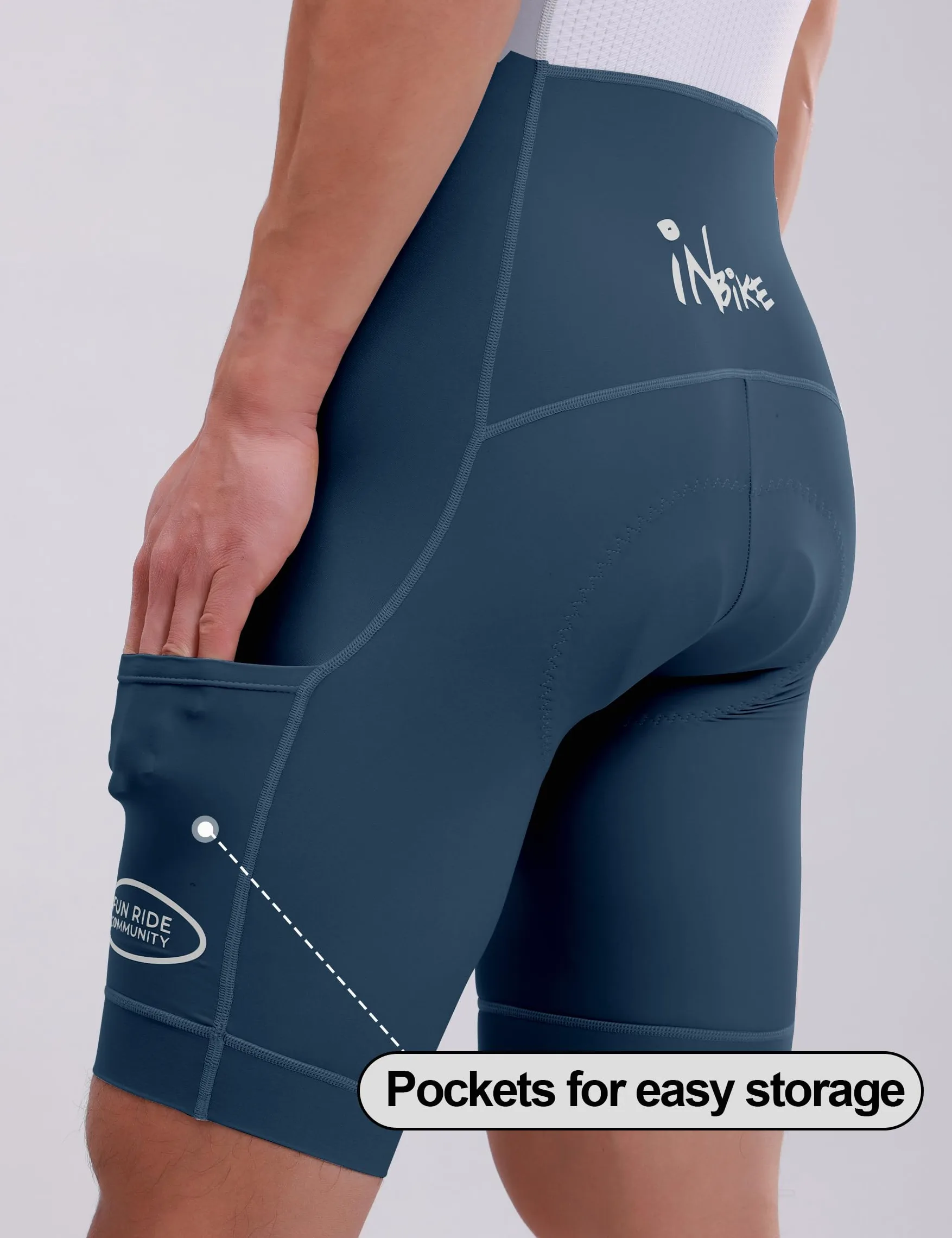 INBIKE Culotte Ciclismo Bibs Shorts Hombres Verano con Gel Acolchado y Bolsillo Lateral Elástico Transpirable YZ509