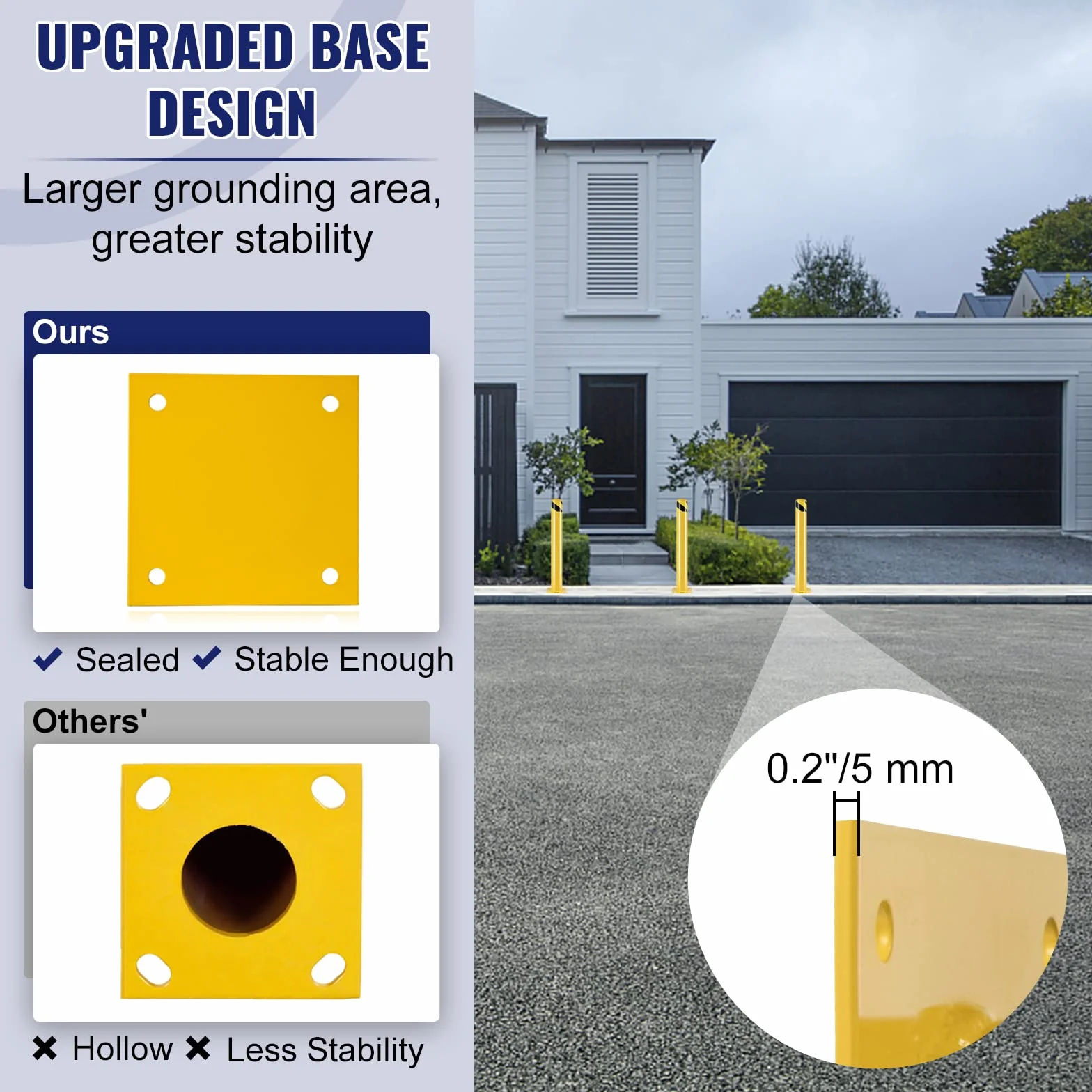 VEVOR Bolardo de Seguridad Metal 91.4cm Acero Amarillo Tráfico