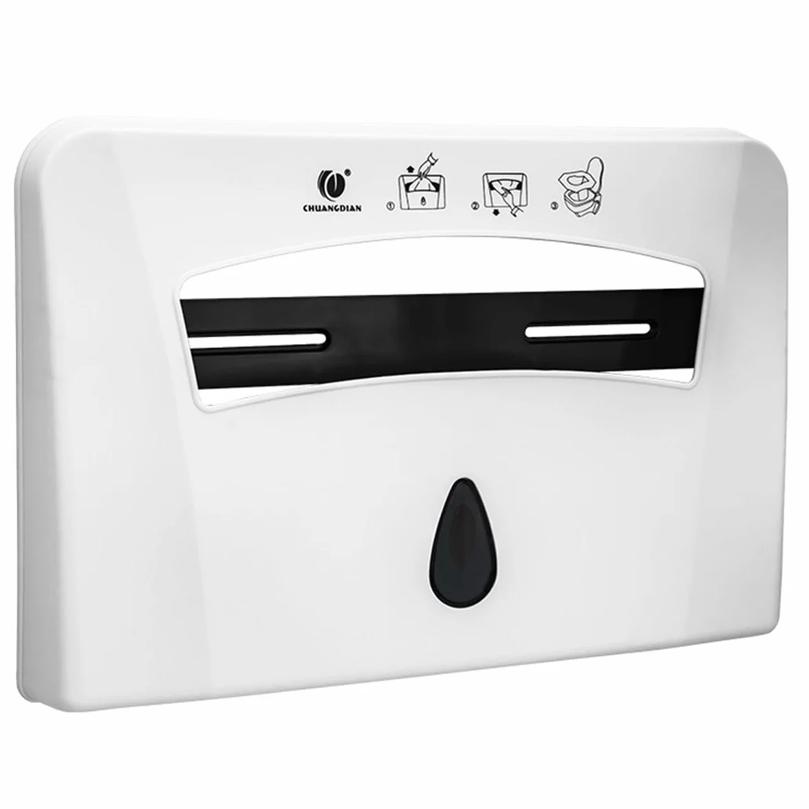 Dispensador de fundas para asiento de inodoro CHUANGDIAN, montado en pared, blanco