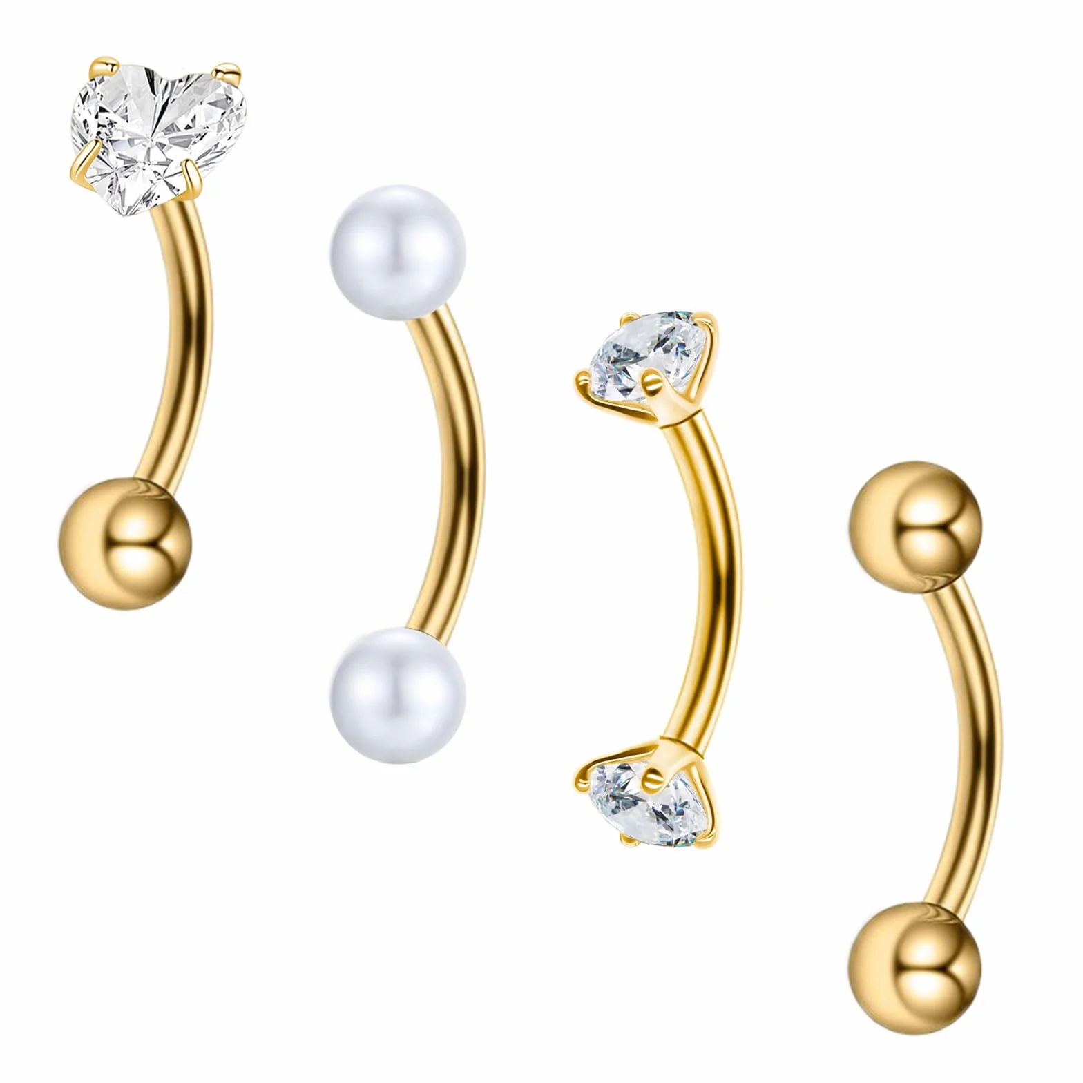 Piercing Ceja Rook Piercing Labio Daith Helix Barra Curva 8mm Acero Inoxidable 16G Piercing Banana Piercing para cejas Plata y Oro Negro