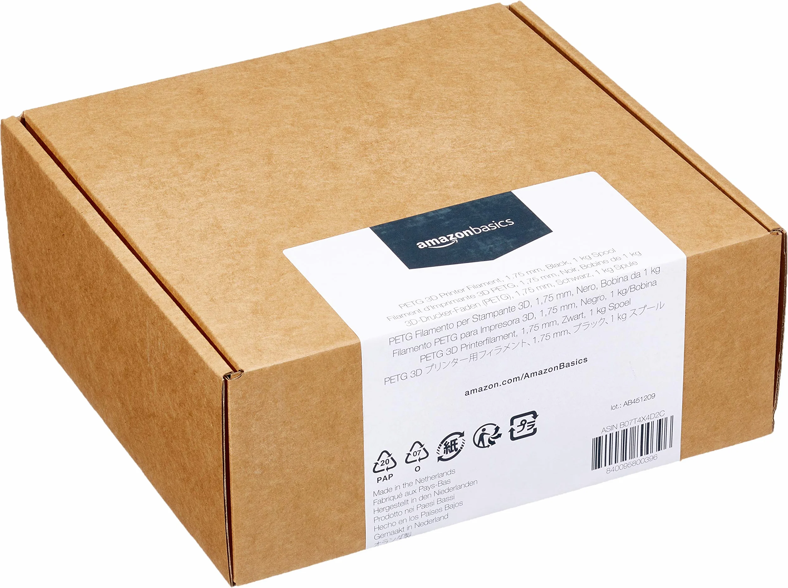 Amazon Basics Filamento PETG 1.75 mm 1 kg Negro para Impresora 3D