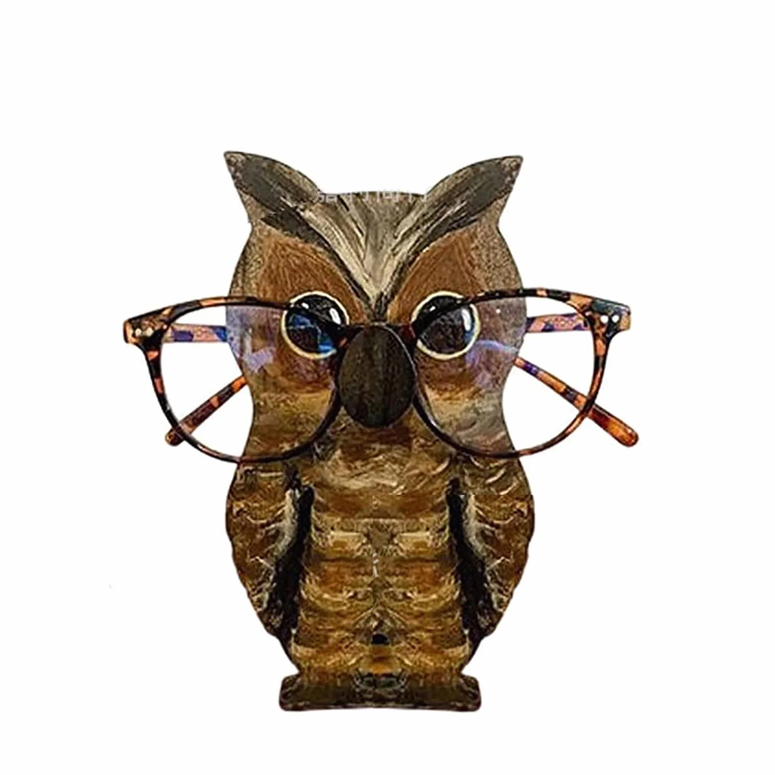 Soporte de madera tallada a mano para gafas de sol, exhibidor de gafas (búho)