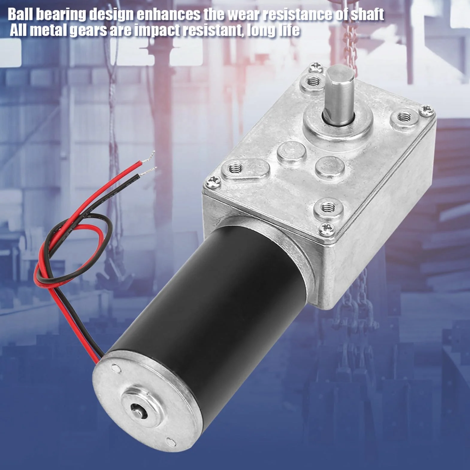 Motor de Engranajes de Tornillo 12V 20 RPM Alta Torsión Eje Reversible 8 mm