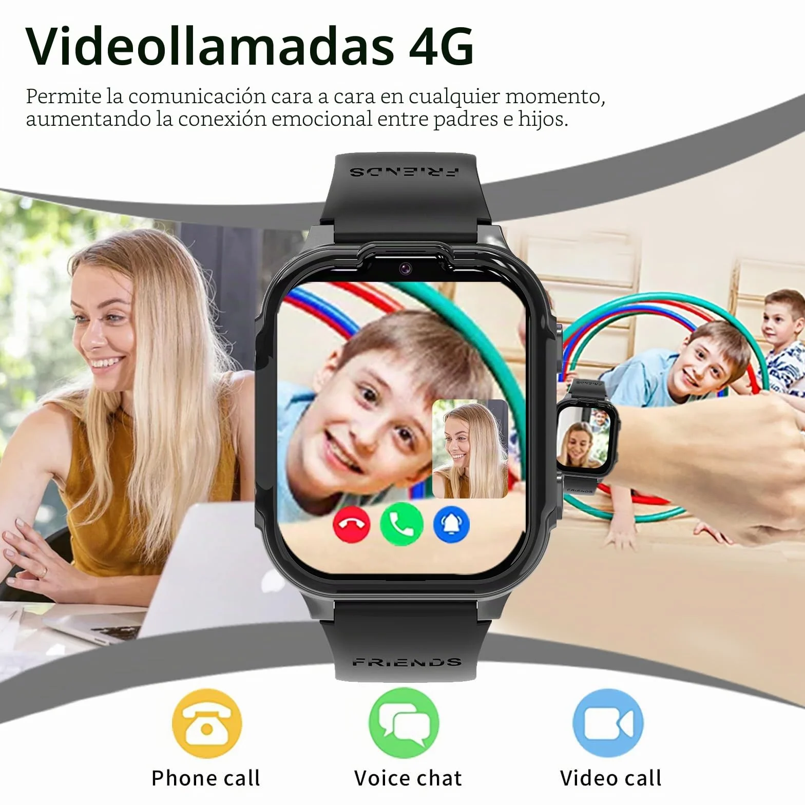 Reloj Inteligente Niño 4G GPS Videollamada Smartwatch Infantil Llamadas SOS WiFi Cámara Negro