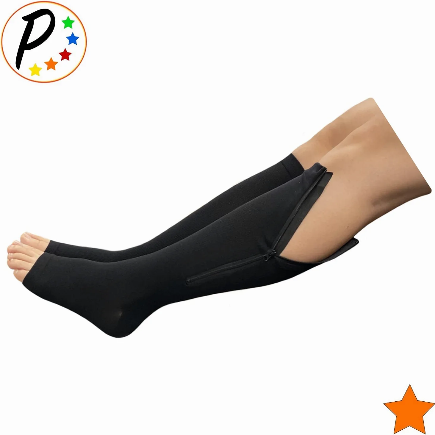 Presadee - Calcetines de compresión para pantorrilla y pantorrilla (15-20 mmHg), XXL, Negro