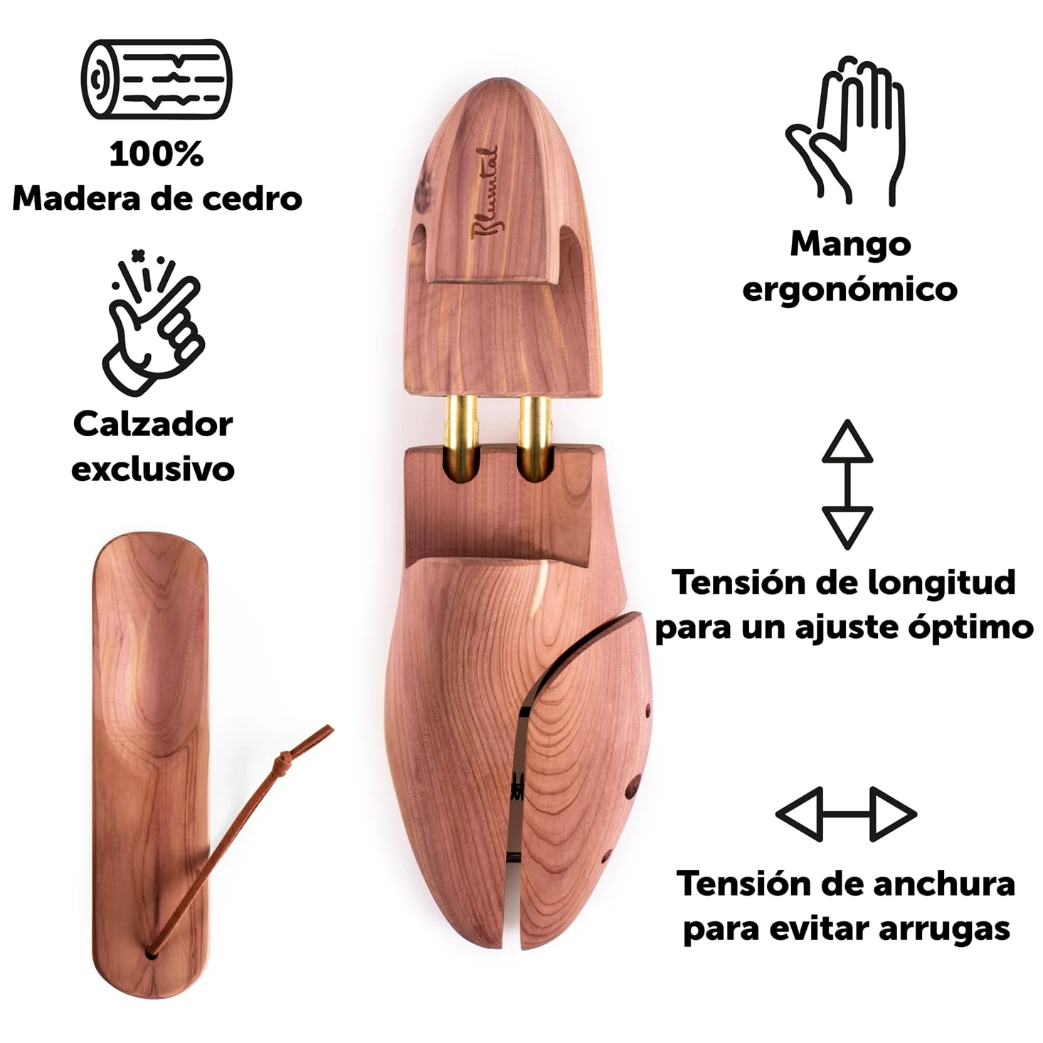 Blumtal Hormas para Zapatos Extensible Deluxe Cedro con Calzador Ergonómico 1, 2 o 5 Pares
