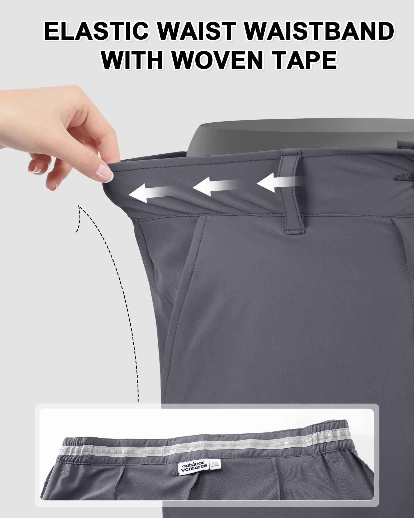 Outdoor Ventures Pantalones cortos de golf para hombre UPF 50+ elásticos, ligeros, de secado rápido, pantalones cortos de golf de 9 pulgadas con 3 soportes para té y bolsillos para golf