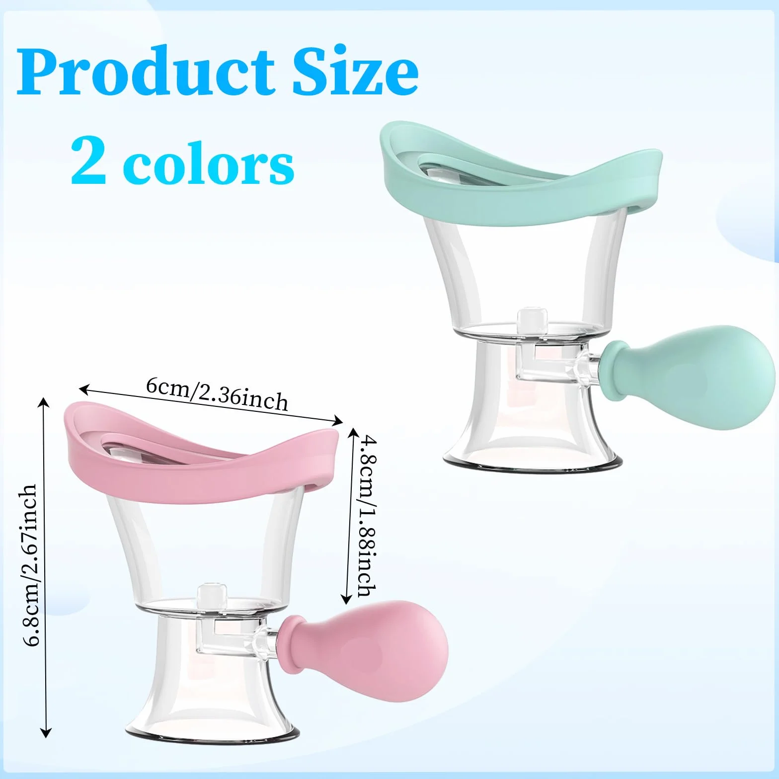 Tazas de Ojos Reutilizables Portátiles, Vasos Lavaojos de Silicona, Baño Lavaojos Manual Presión de Aire, (Azul, Rosa)
