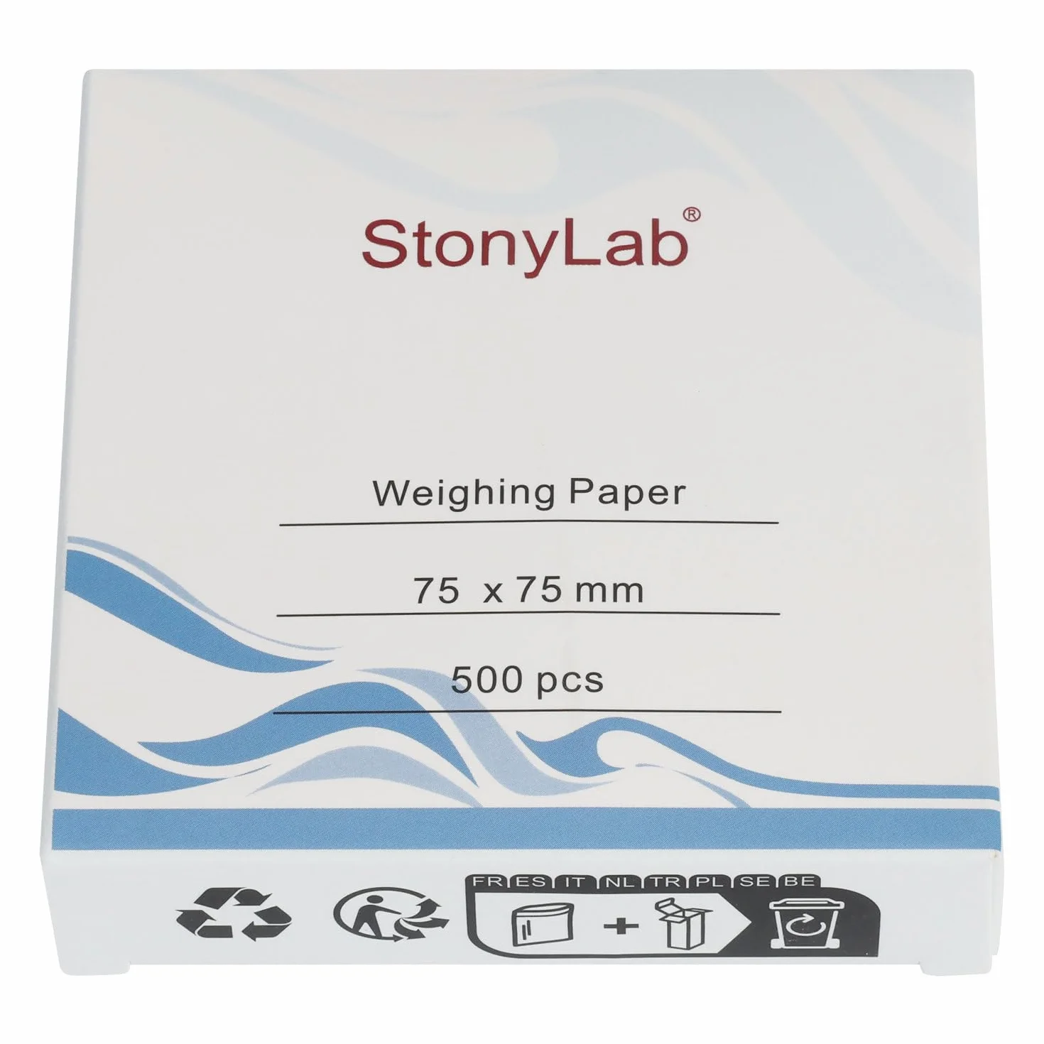 stonyLab Papel de Pesaje 75x75 mm sin Nitrógeno 500 Hojas para Balanza Analítica Laboratorio