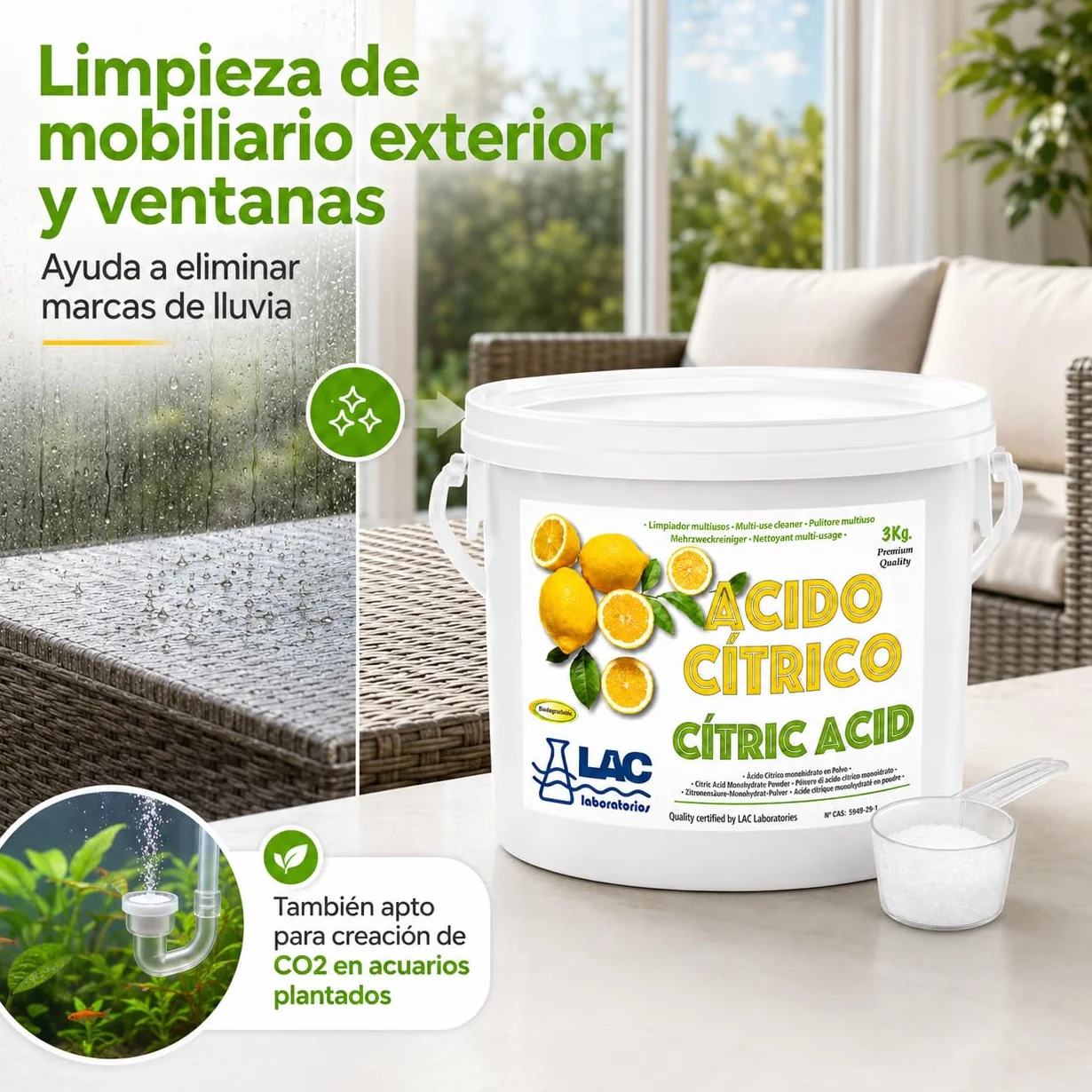Ácido Cítrico Anhidro Natural 100% Puro 3 kg Laboratorios LAC - DIASA