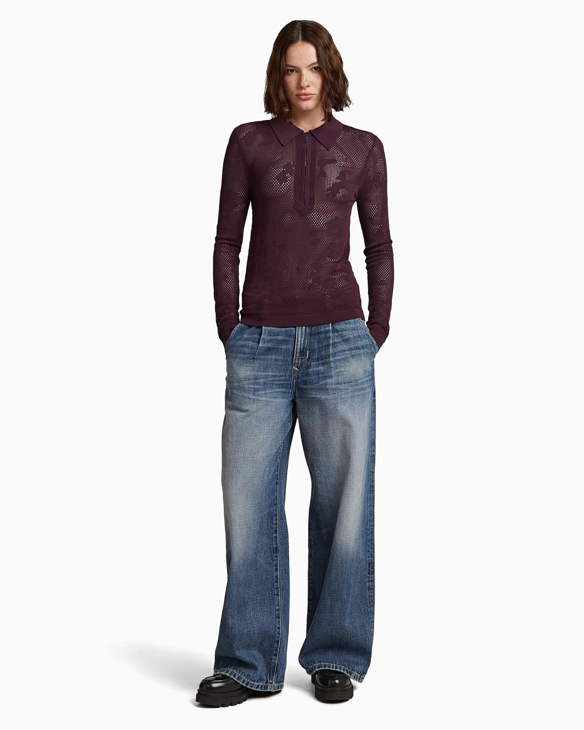 G-Star Pointelle Slim Polo Knit Wmn Sudadera Mujer