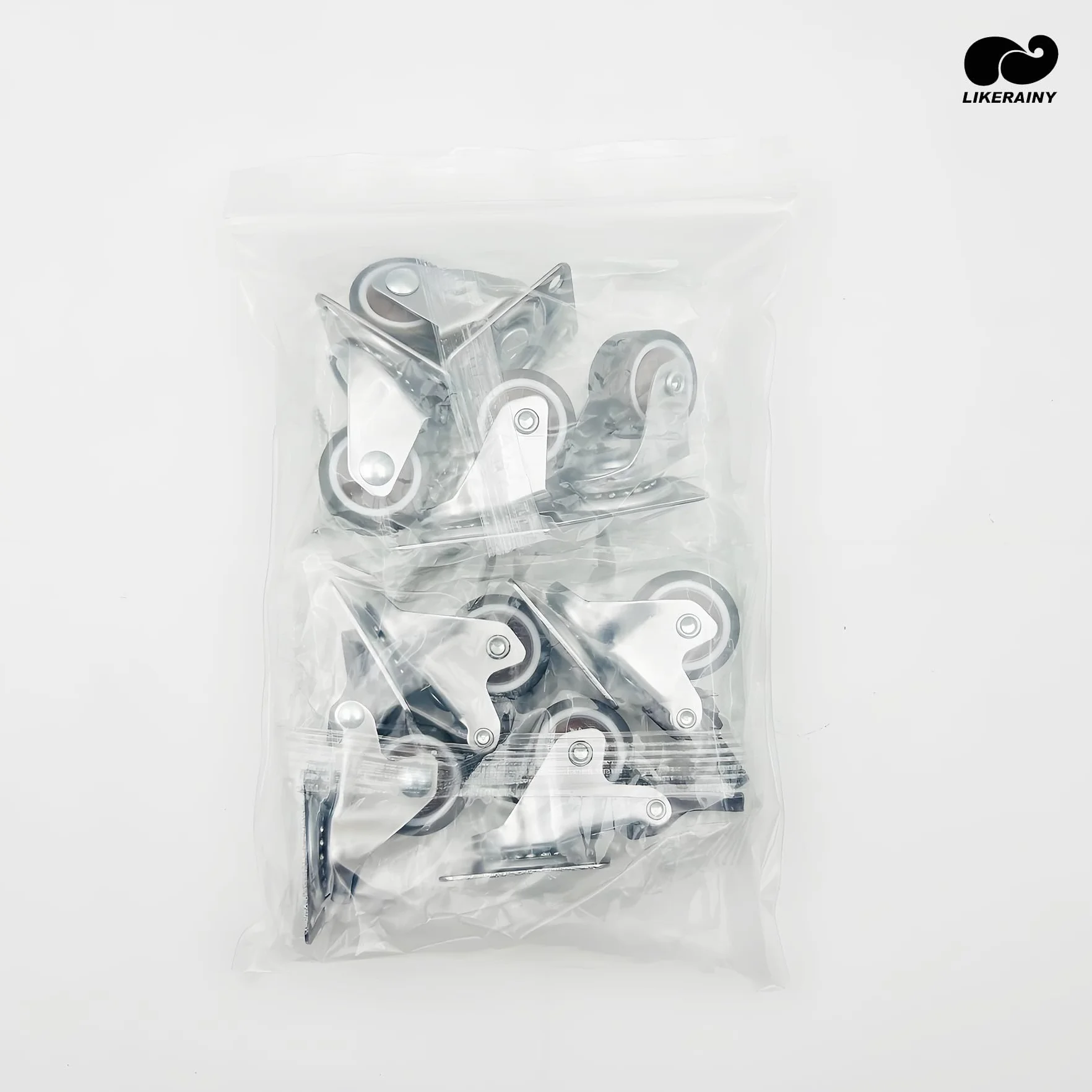 LIKERAINY Ruedas Giratorias Silenciosas TPR Ø25x13mm con Freno para Muebles, 40kg, Paquete de 8