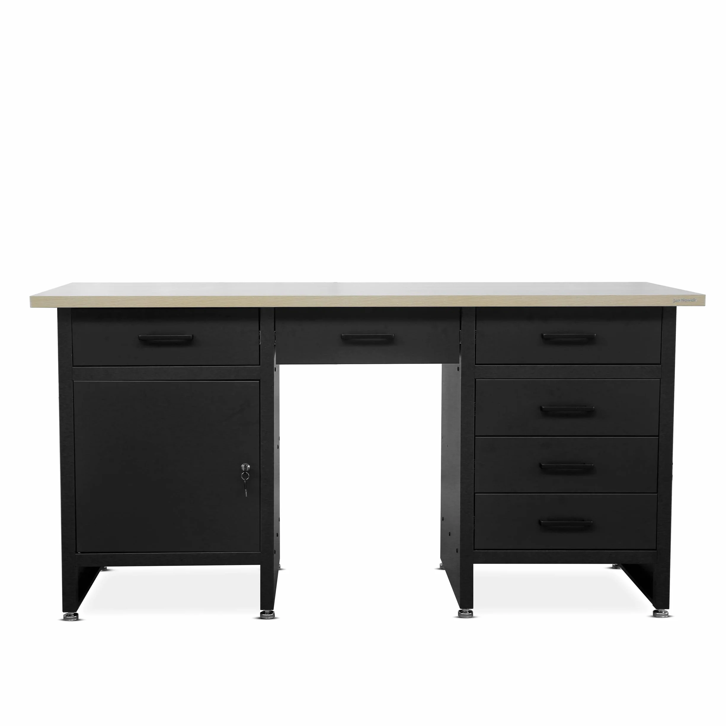 Banco de Trabajo con Encimera Mesa de Trabajo 6 Cajones MDF 500 kg Metal 170x60x85 cm Negro