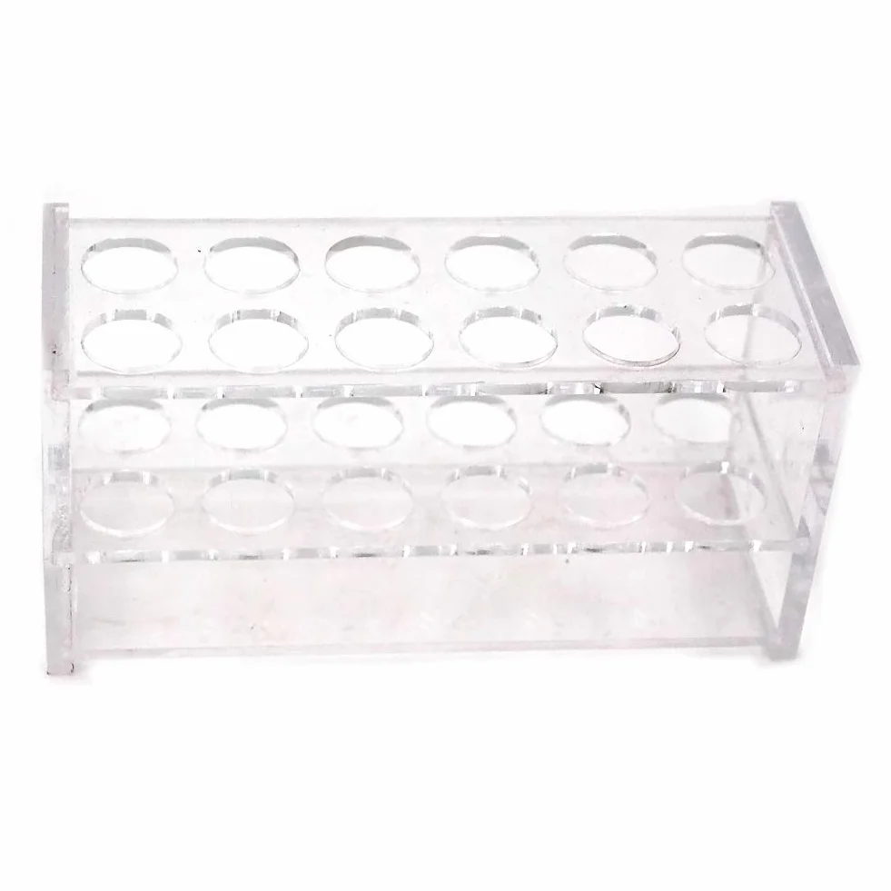 Soporte para tubos de ensayo de acrílico transparente 12 enchufes 10ml