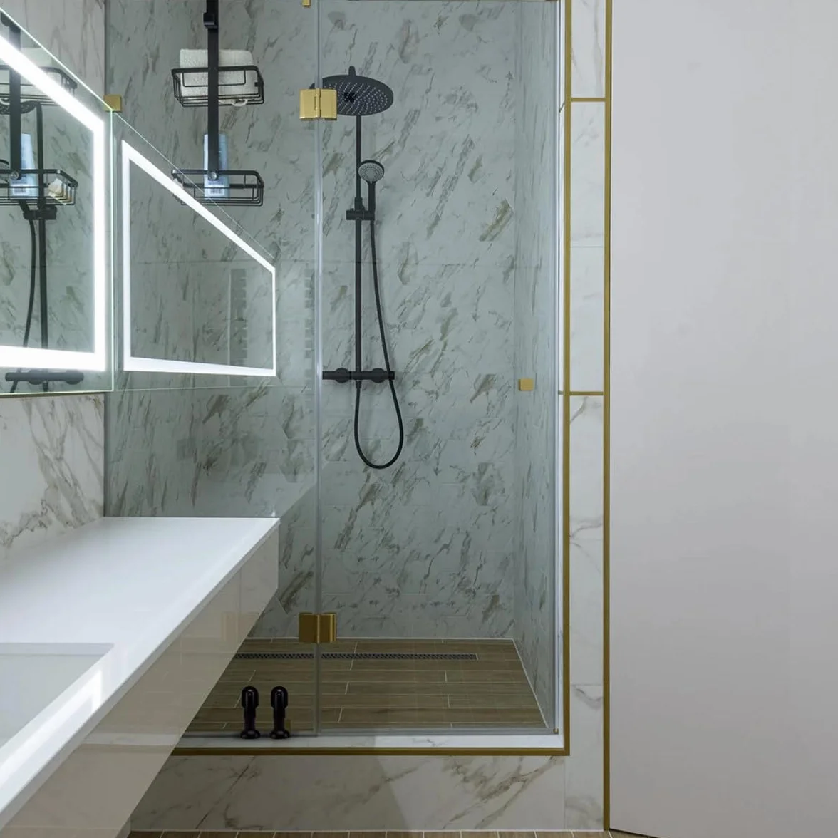 LIFKOME 2 Soportes de Plástico Negro para Mampara de Baño Altura Ajustable Resistente Corrosión
