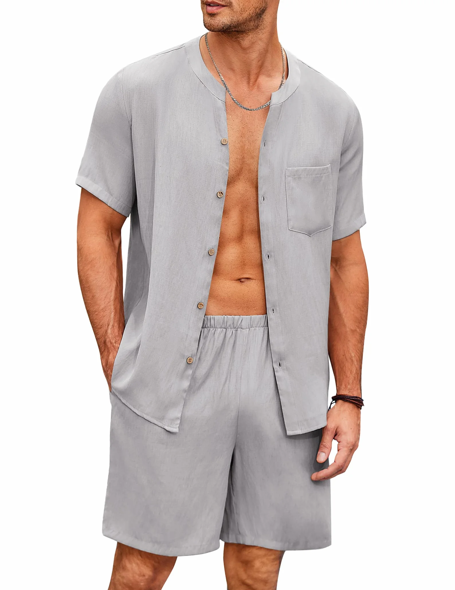 Ekouaer Pijama Hombre Conjunto de Pijamas Verano Ropa de Dormir Manga Corta y Pantalones Corta, S-XXL