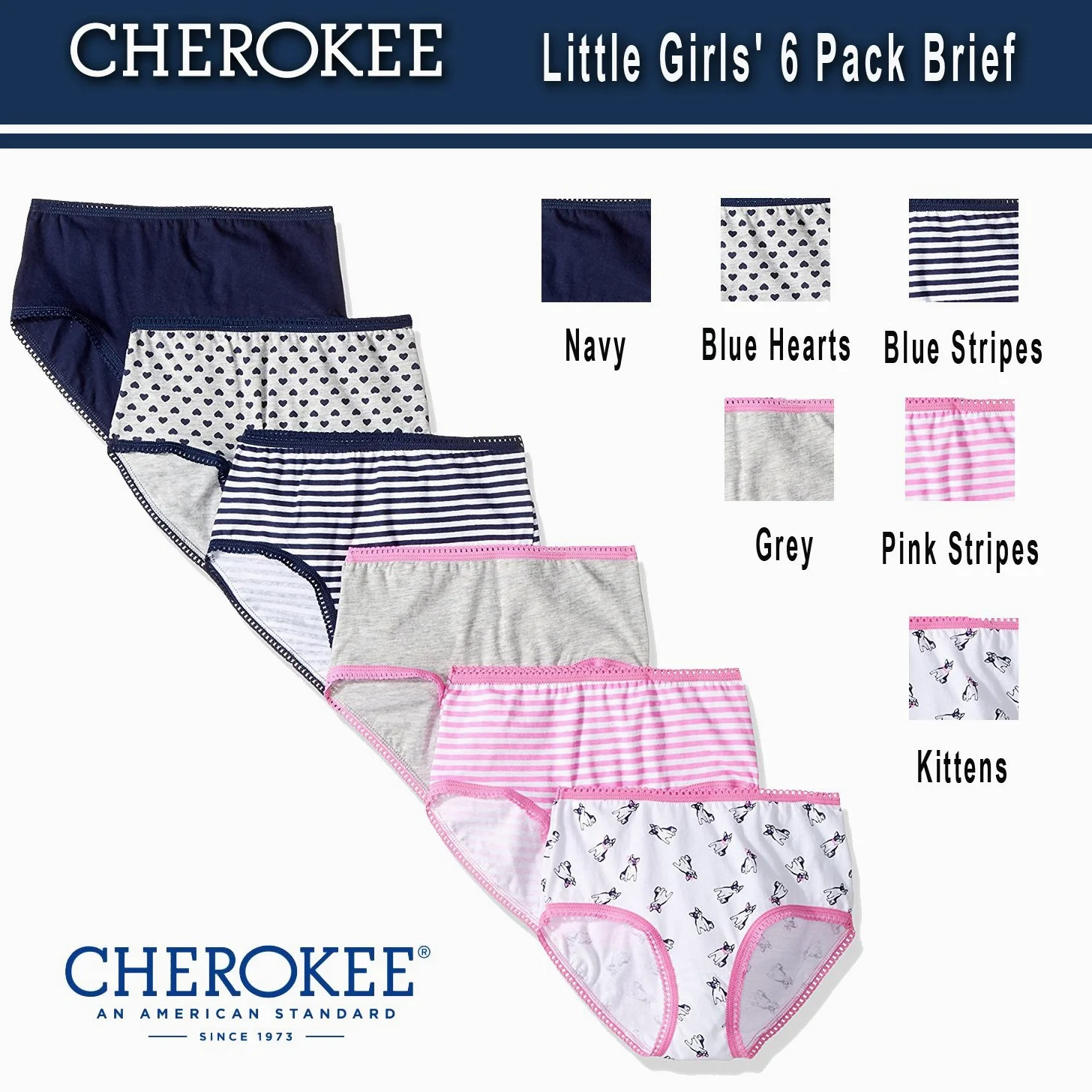 Cherokee Ropa Interior para niña (6 Unidades, Cintura elástica, 6 Unidades)