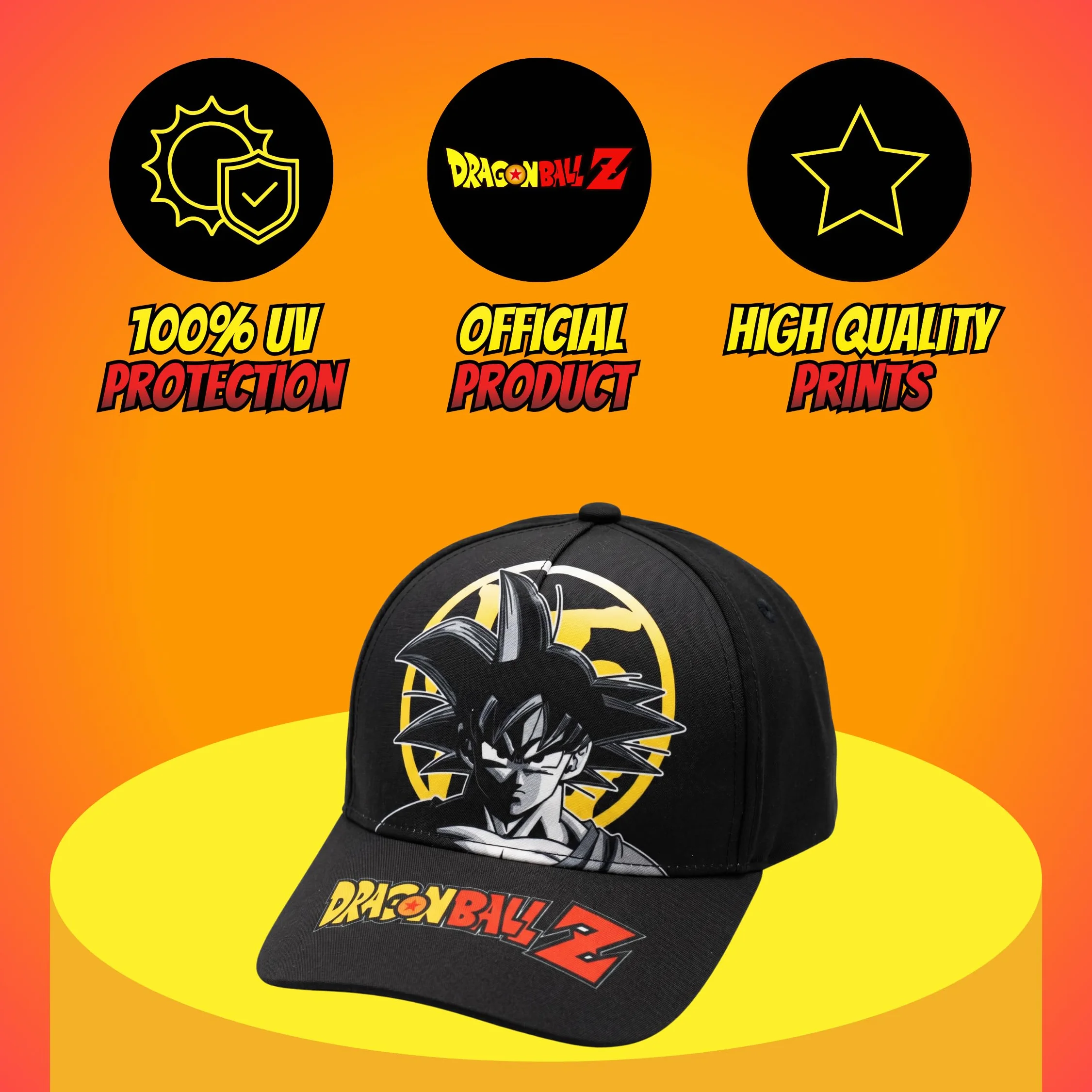 Dragon Ball Z Gorro para Niños, Diseño Goku Gorra de Beisbol, Gorra de Verano Infantil, Regalo para Niños | Negro