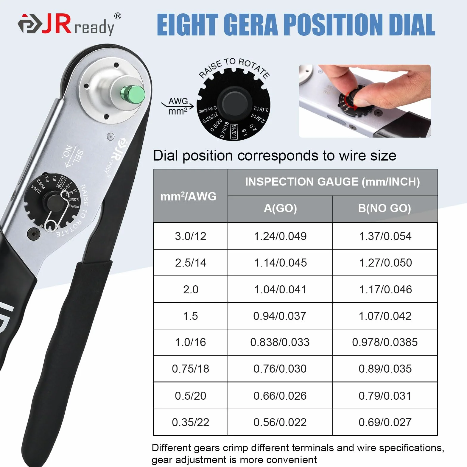 JRready JRD-HDT-48 Herramienta de Crimpado Deutsch para Contactos Sólidos 12-22AWG