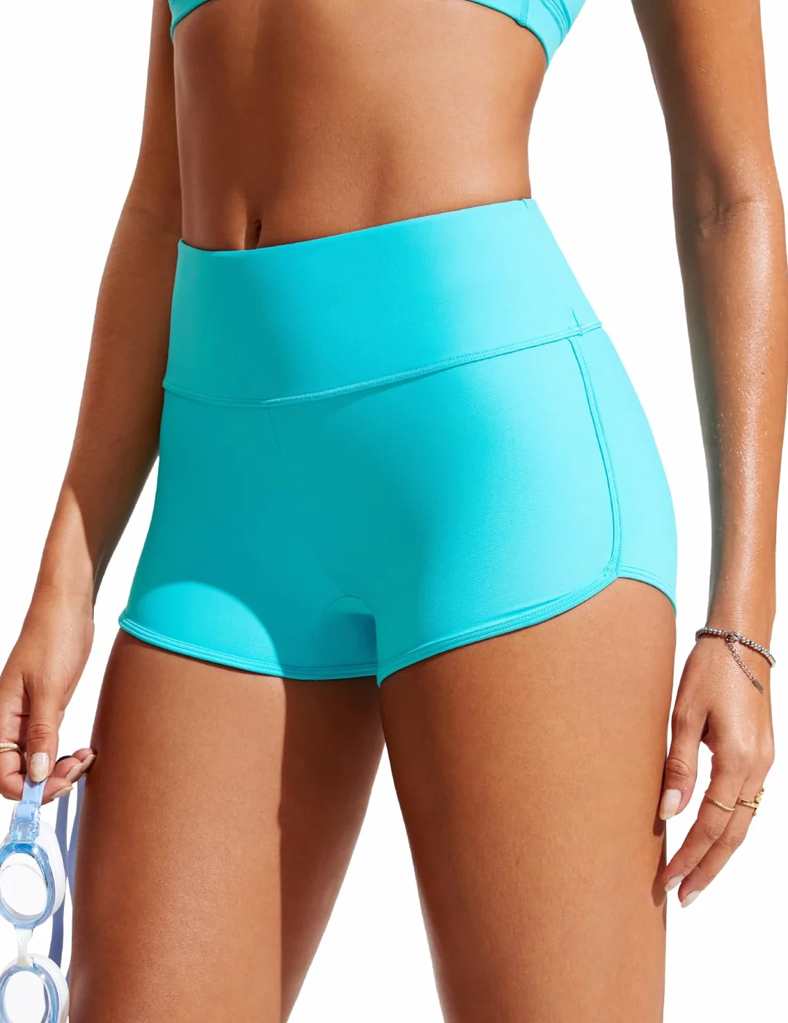 CRZ YOGA Mujer 7.6 cm Shorts de Baño - Talle Alto Pantalones Cortos Secado Rápido Partes Inferiores Chico Delfín