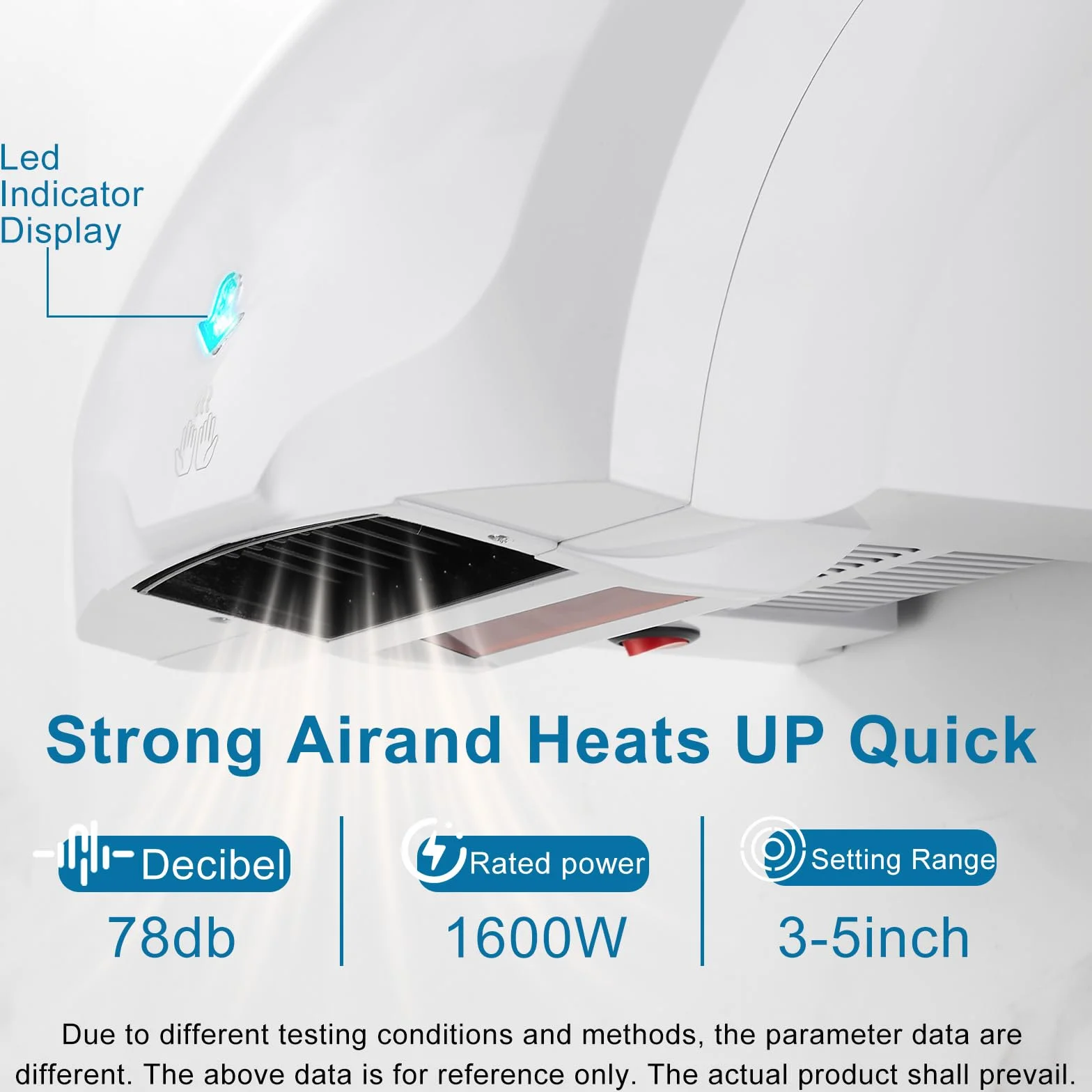 Secador de Manos Automático 1400W Blanco Montaje en Pared Comercial