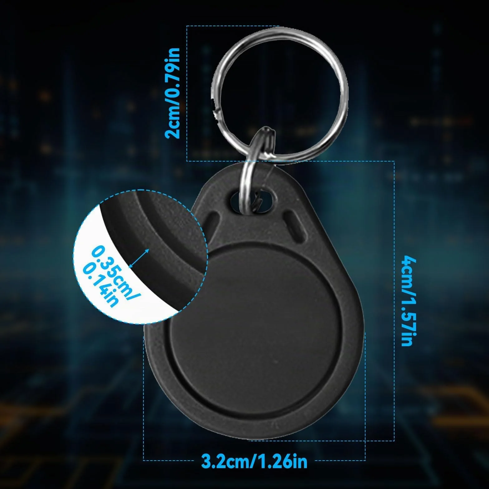 Etiqueta Fob RFID 13,56 MHz MIFARE Classic 1K, 100 llaves UID regrabables, tarjeta control acceso