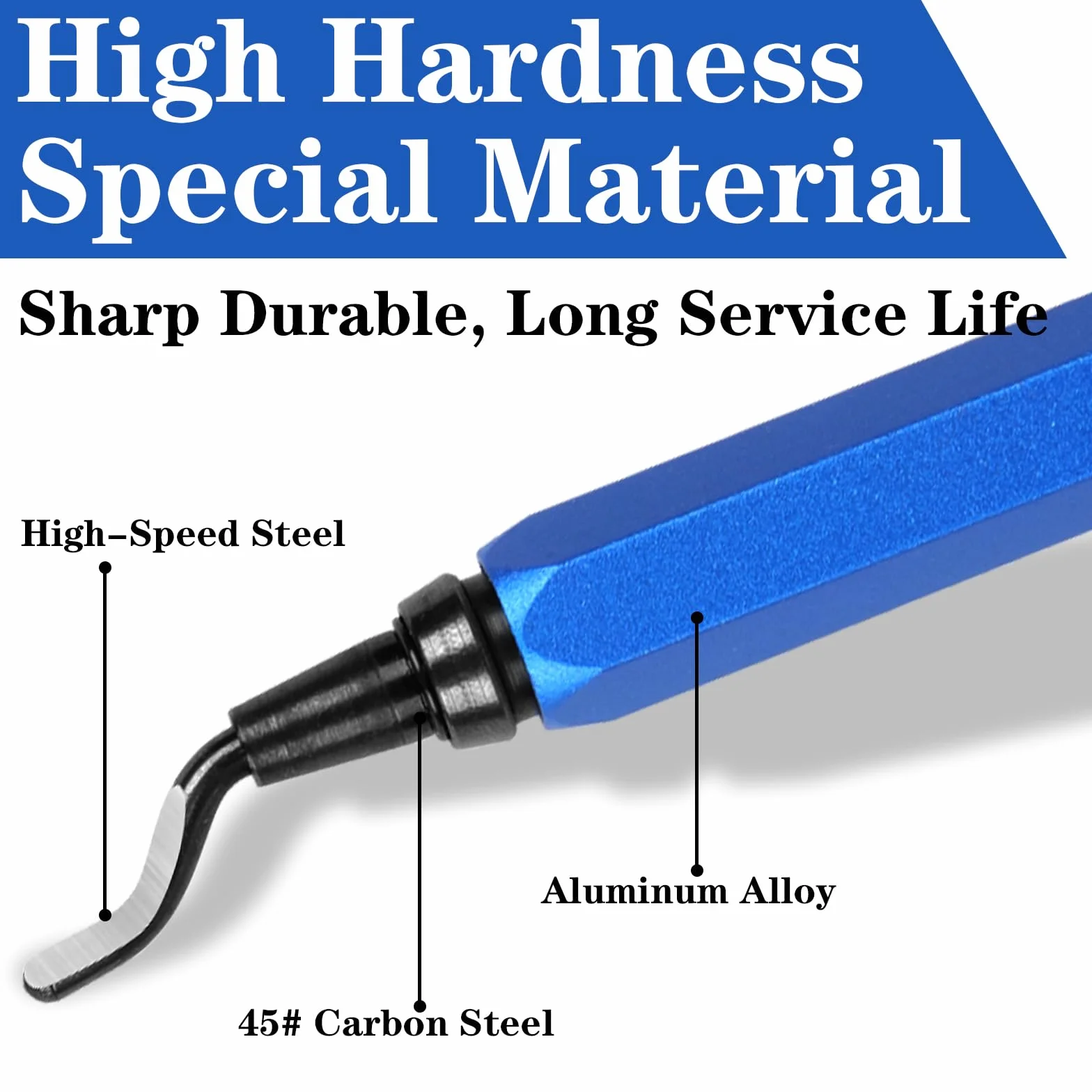 KOMABLEN Desbarbador Metal Manual 21 Piezas con 20 Cuchillas HSS Mango Aleación Aluminio Giratorio 360°