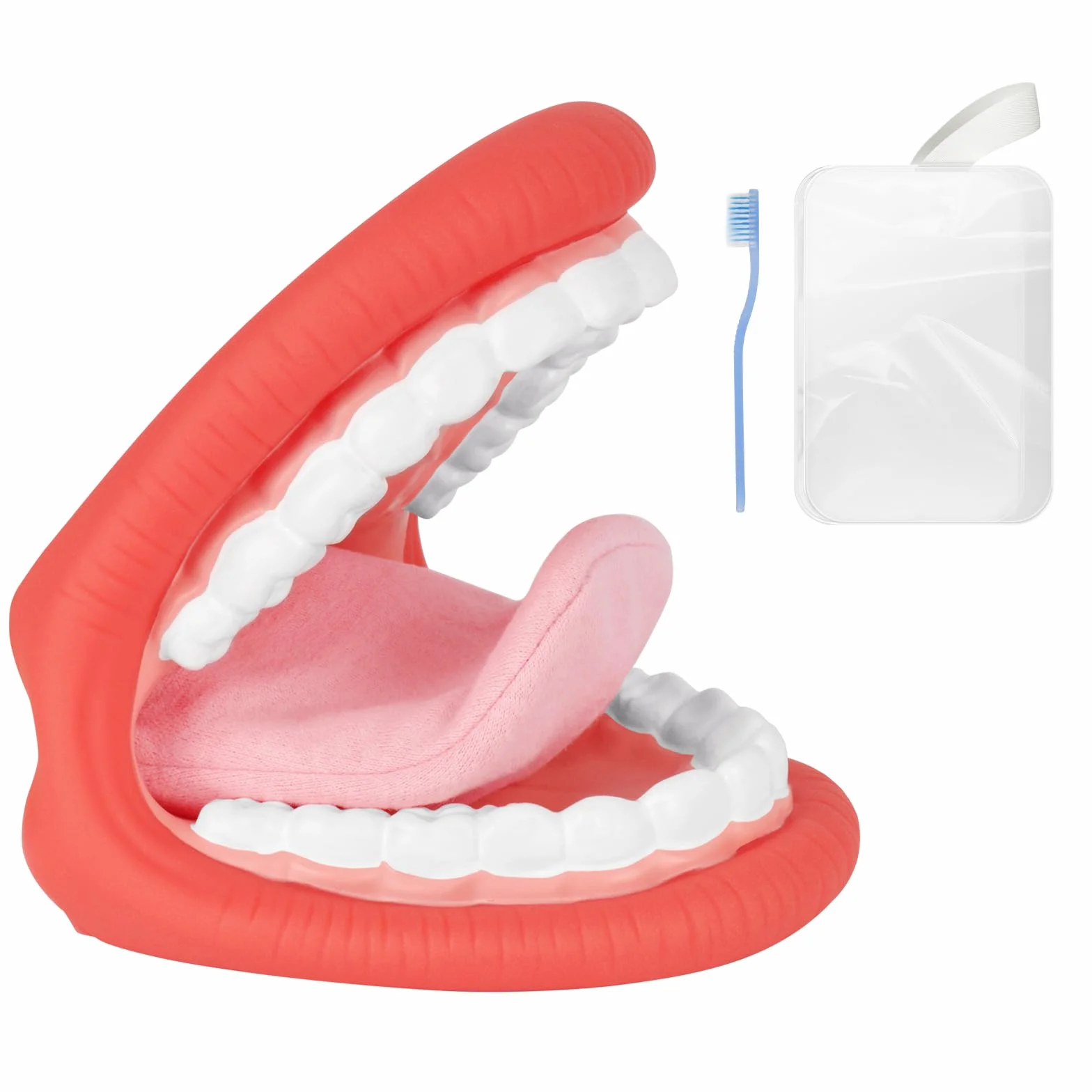 Ultrassist Marioneta de mano de boca grande con lengua para niños, terapia del habla, incluye cepillo de dientes