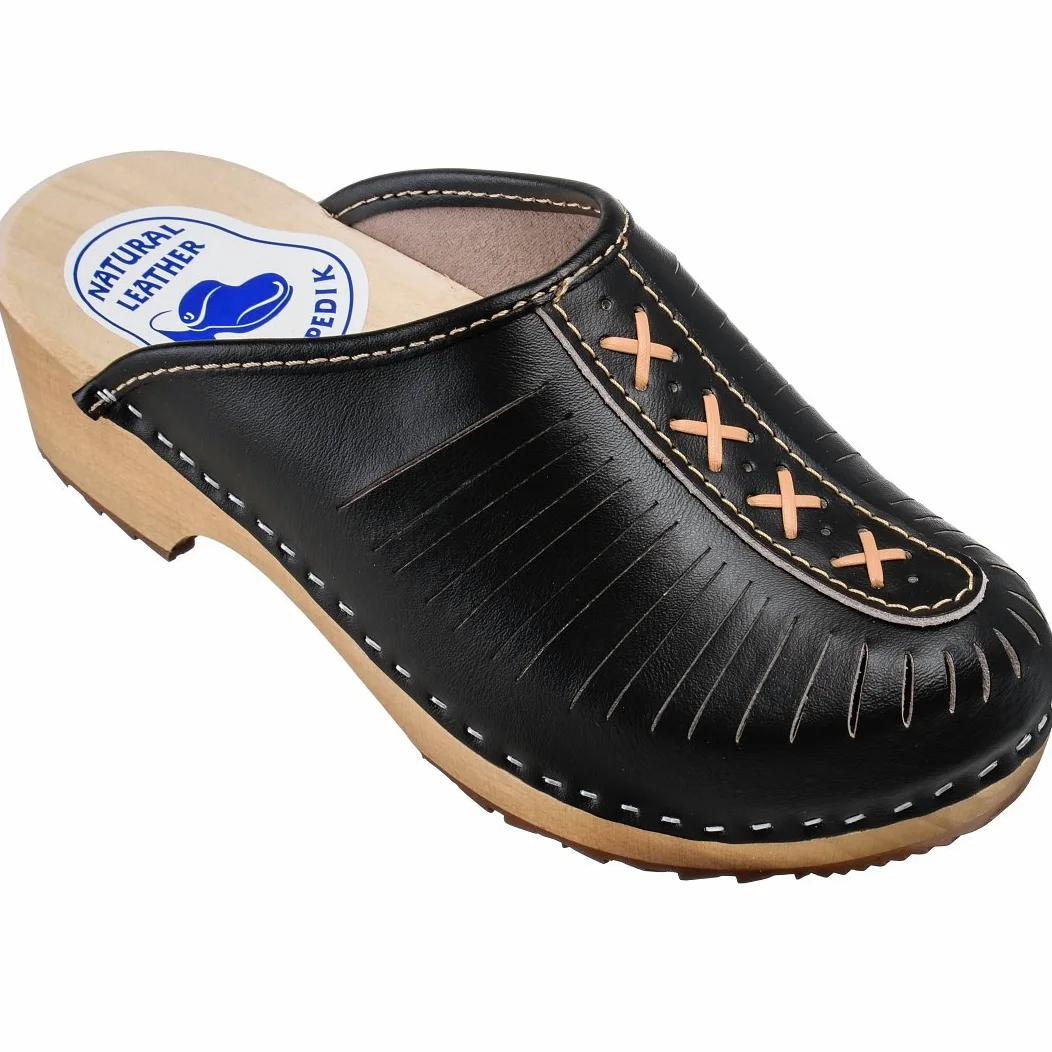Zuecos Mujer Verano Madera ESTRO Clogs Sanitarios Piel CDL01