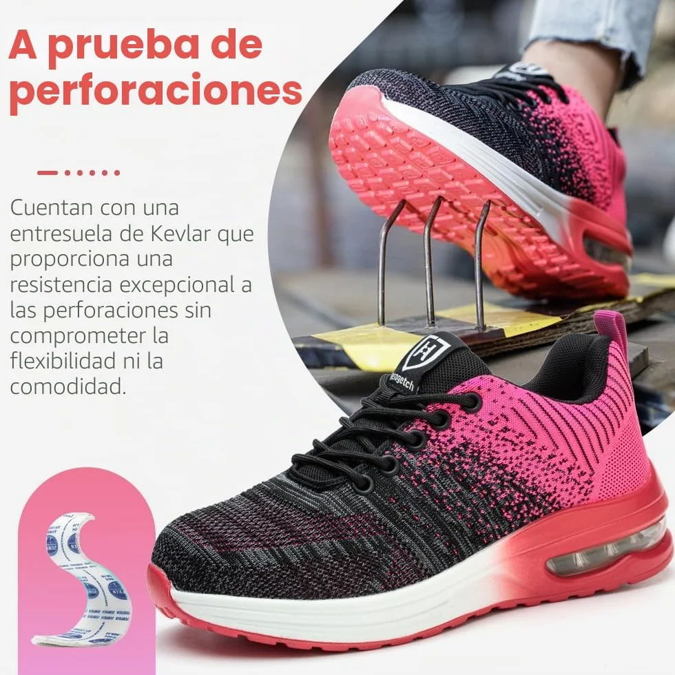 Zapatos de Seguridad Hombre Mujer Zapatillas Trabajo Ligero Comodo Calzado de Seguridad con Punteras de Acero Transpirable Antideslizante