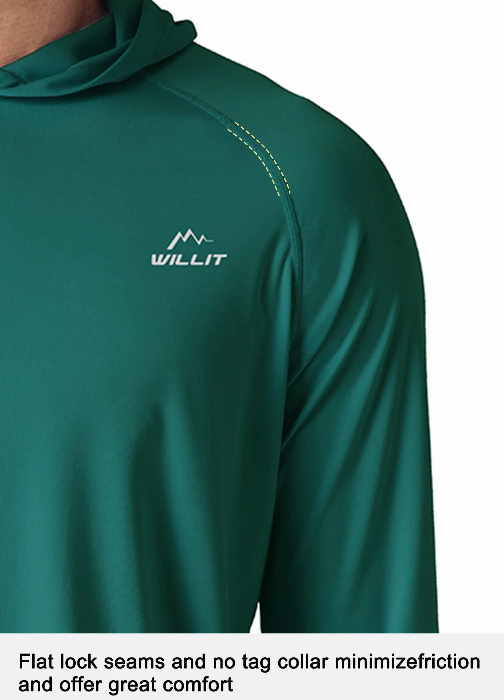Willit Camisetas de protección solar UPF 50+ manga larga SPF UV ligera atlética correr
