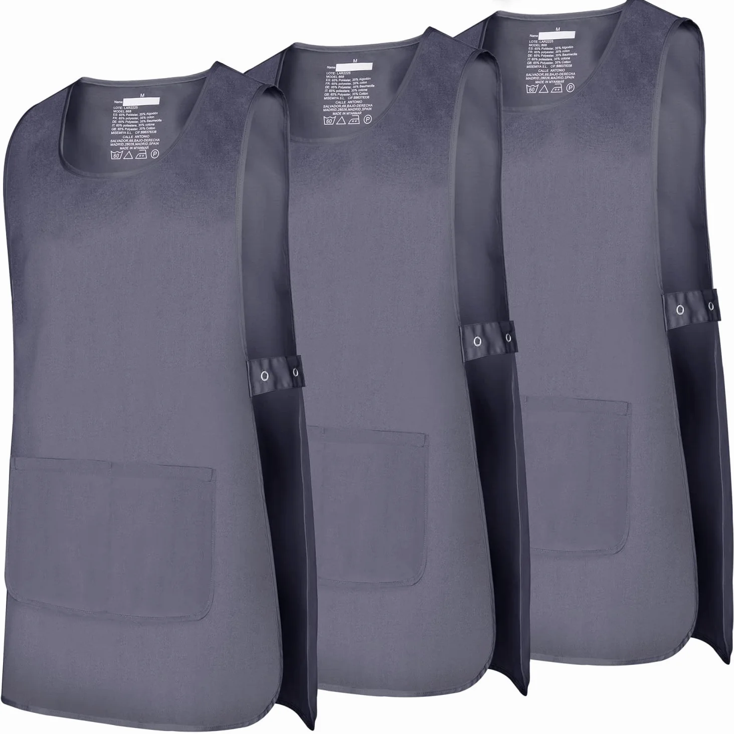 MISEMIYA Lot de 3 Tabliers de Nettoyage 868 Set de 3 delantales de limpieza 868 Unisex adulto (Pack de 3)