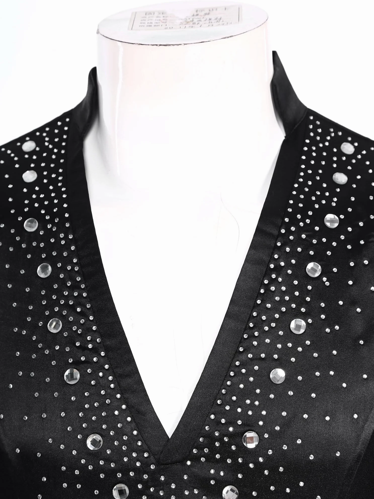 renvena Camiseta de baile latino para hombre, manga larga, con cuello en V, con purpurina, camiseta de baile, traje de danza