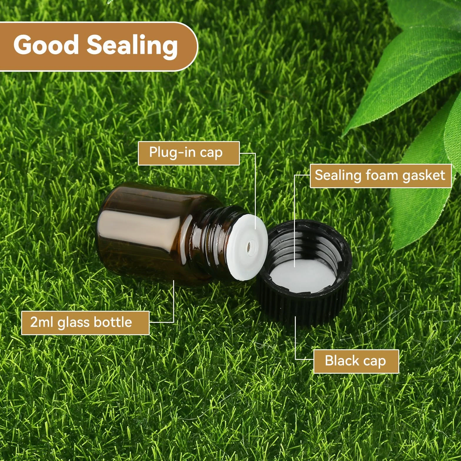 Botes Aceites Esenciales 30 Ámbar 2ml Mini Bottiglia di Vetro Rellenable con Embudos Cuentagotas