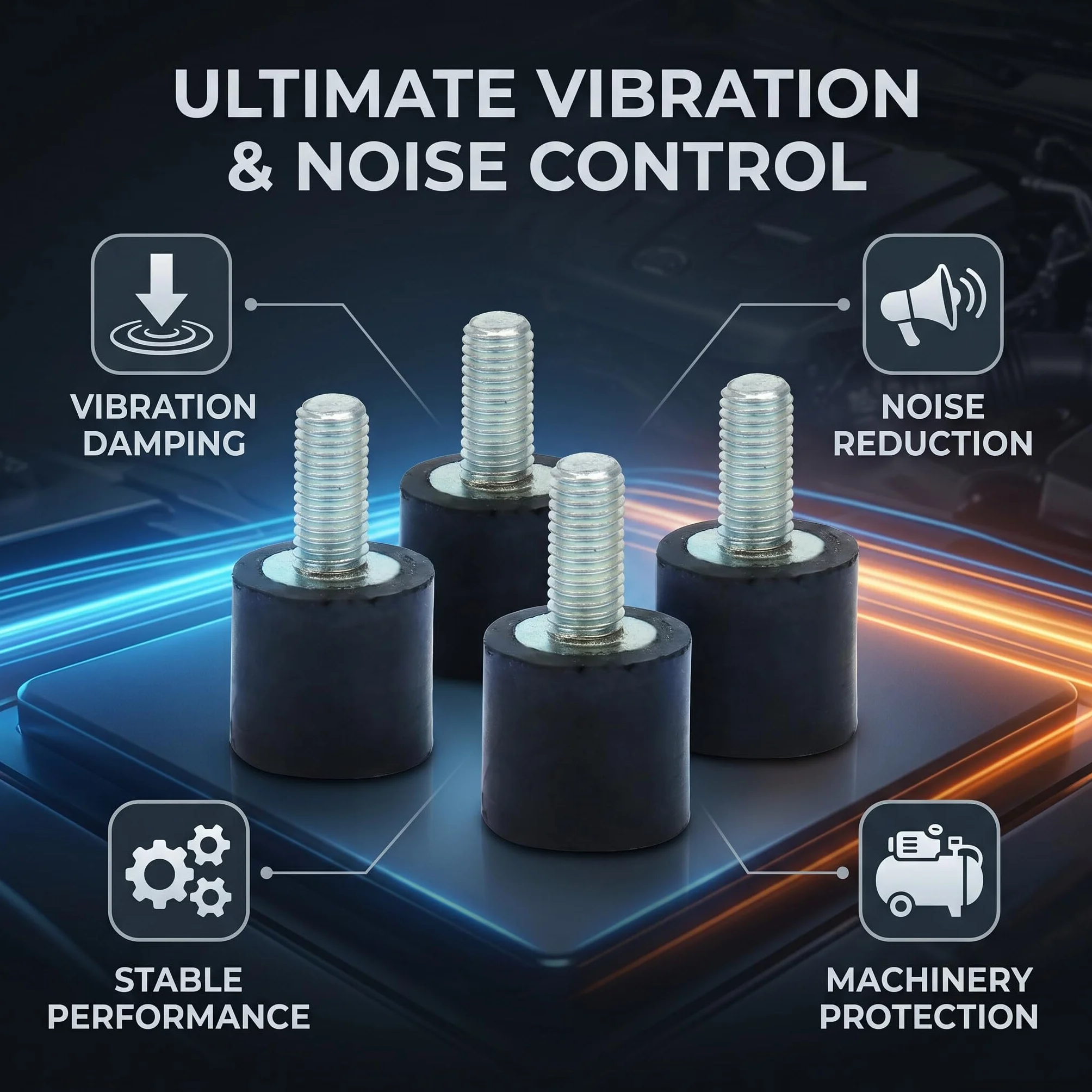 Fafeicy 4pcs Soportes de Goma Anti Vibración Silentblock VD8*8 M3*8 para Coche Barco Compresores Motores