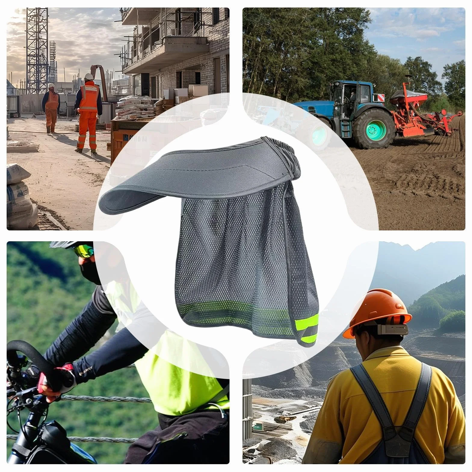 Sombrilla para cascos de protección con tira reflectante accesorio de seguridad