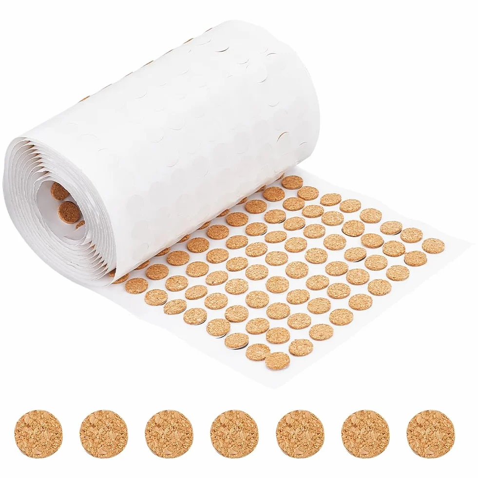 BENECREAT 1400 unidades 12,5 x 1,5 mm círculos de corcho autoadhesivos redondos planos