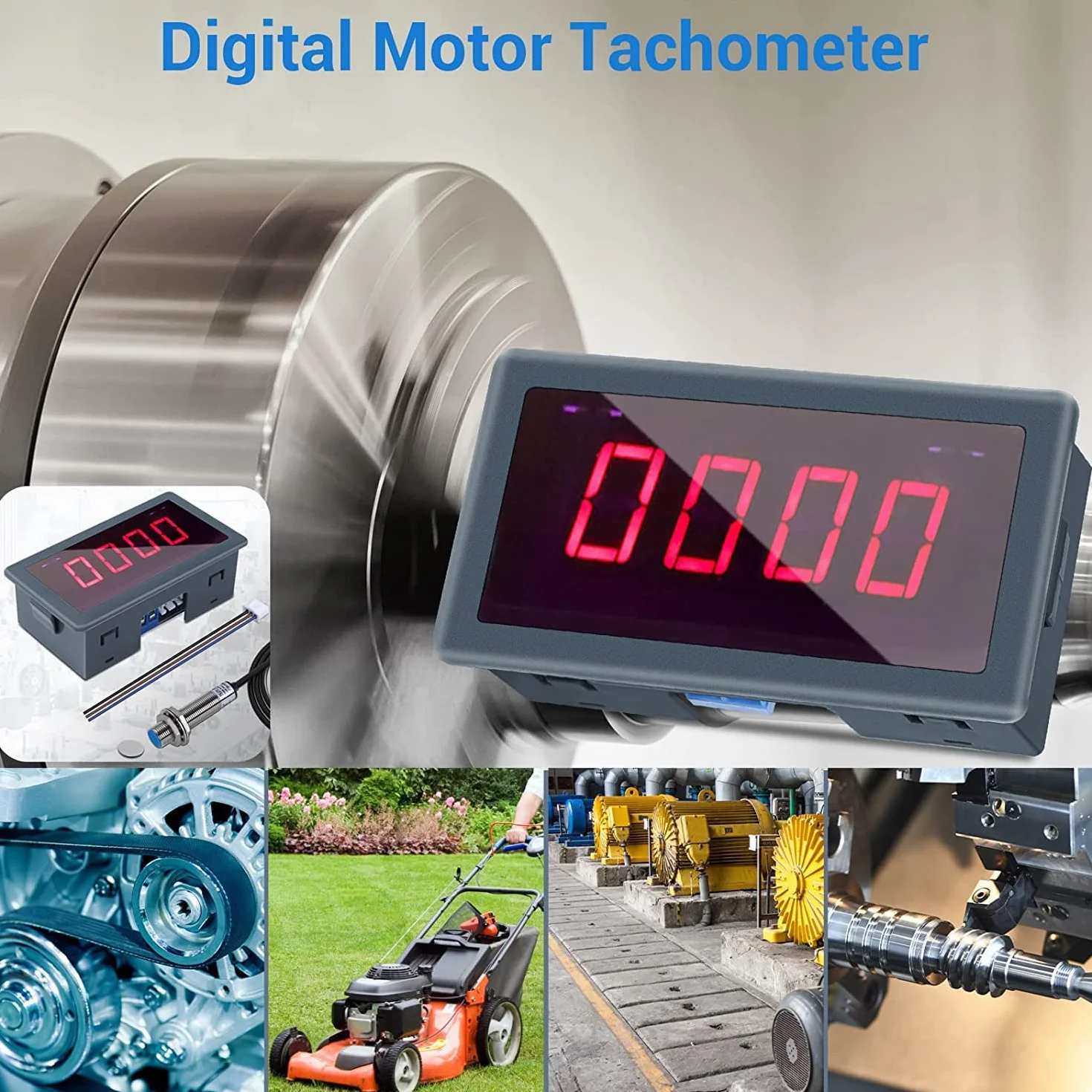 DONGKER Tacómetro digital LED AC 230 V 110 V RPM con interruptor de proximidad sensor NPN