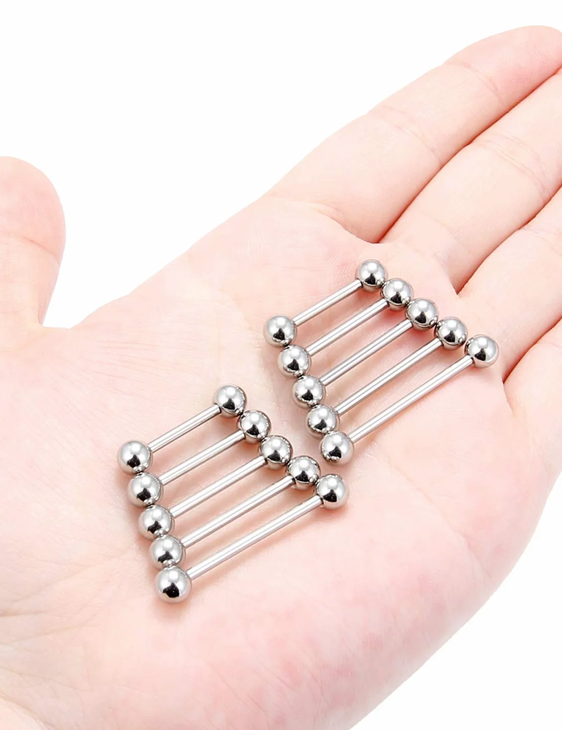 FECTAS 5 unids 14 G Acero quirúrgico pezón Piercing Lengua Bar Set Body Piercing Joyería 12/14/16/18mm
