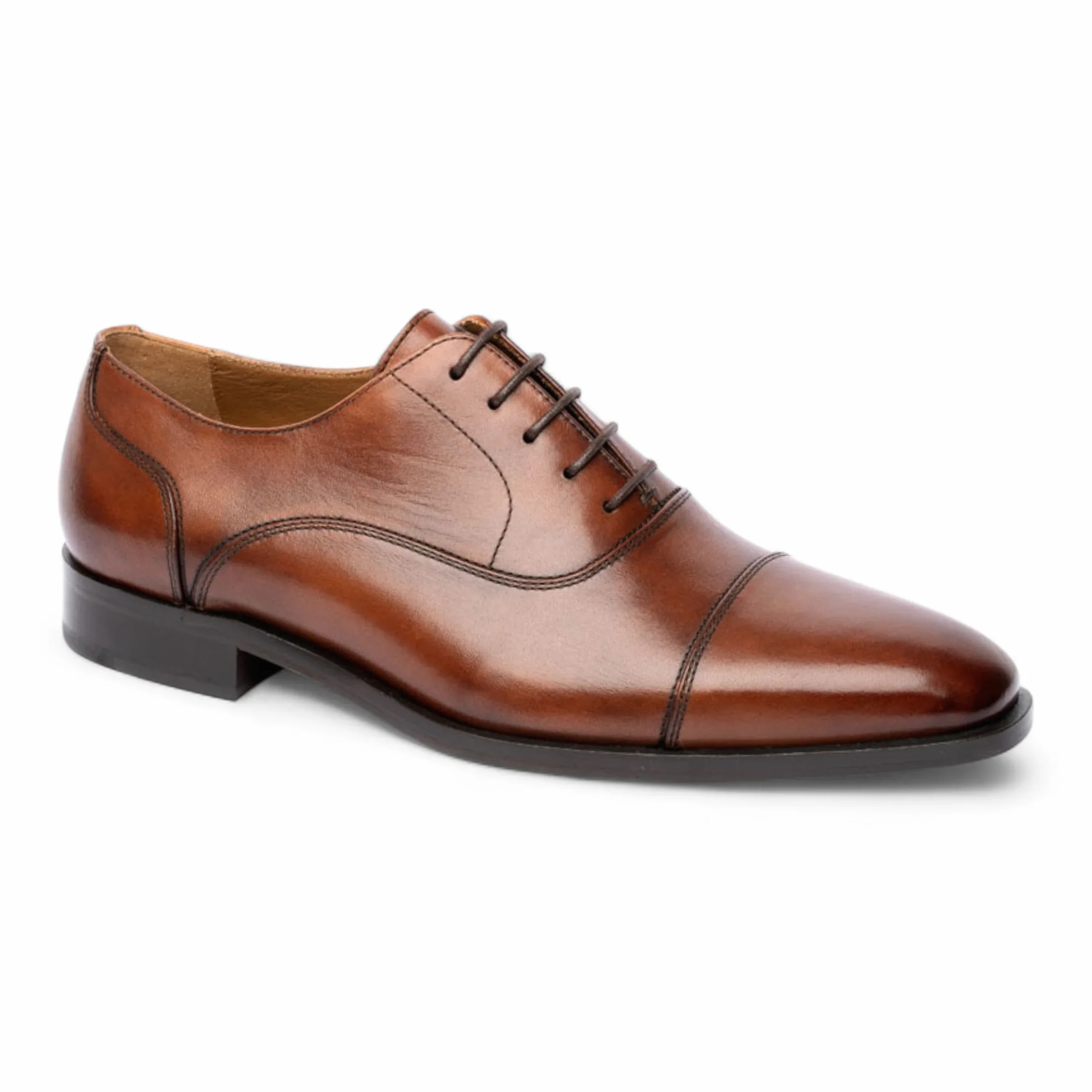 Chapman & Moore - Zapatos de vestir Oxford de cuero liso marrón para hombre