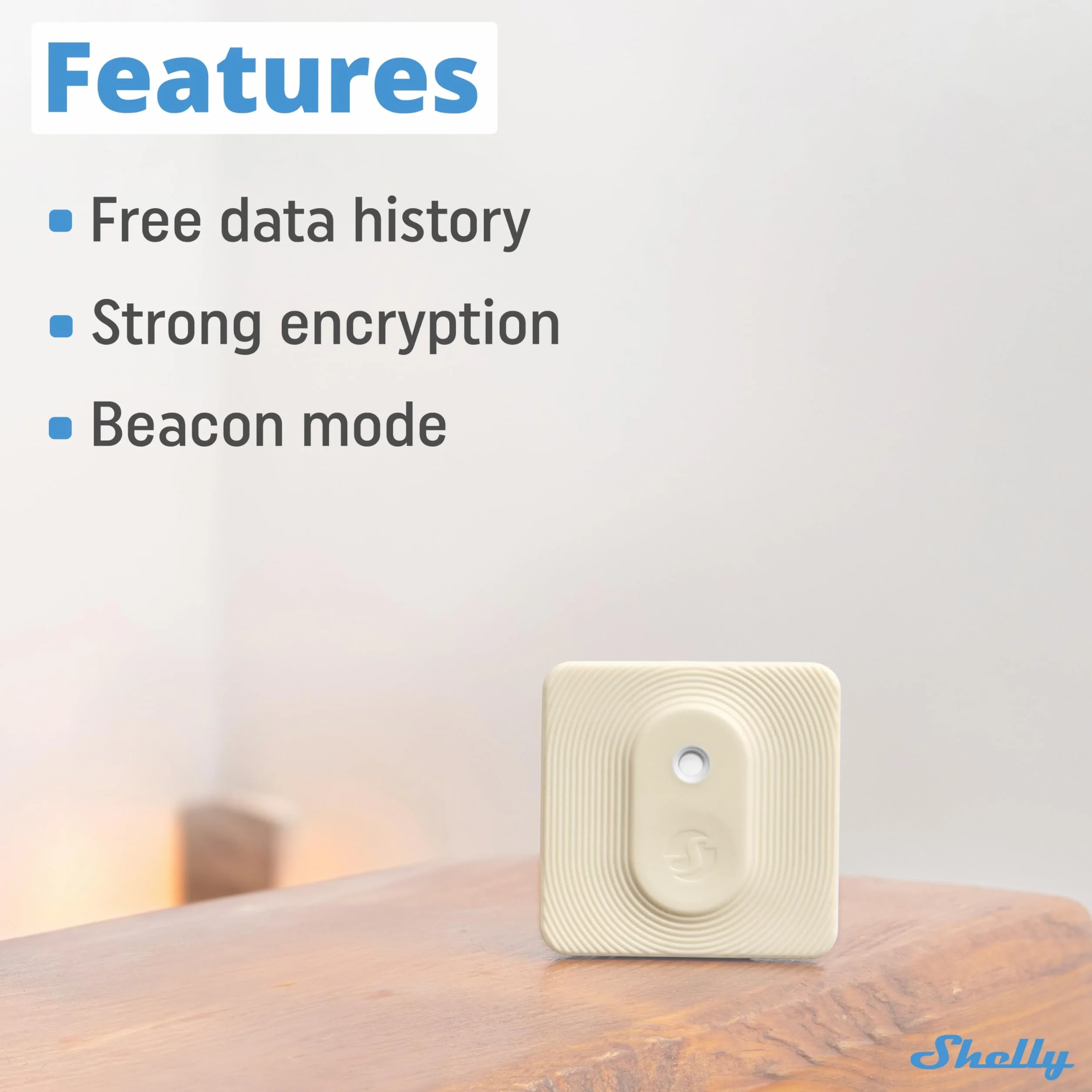 Shelly BLU H&T Marfil Sensor de Temperatura y Humedad Bluetooth IP54 Termómetro Higrómetro Inteligente