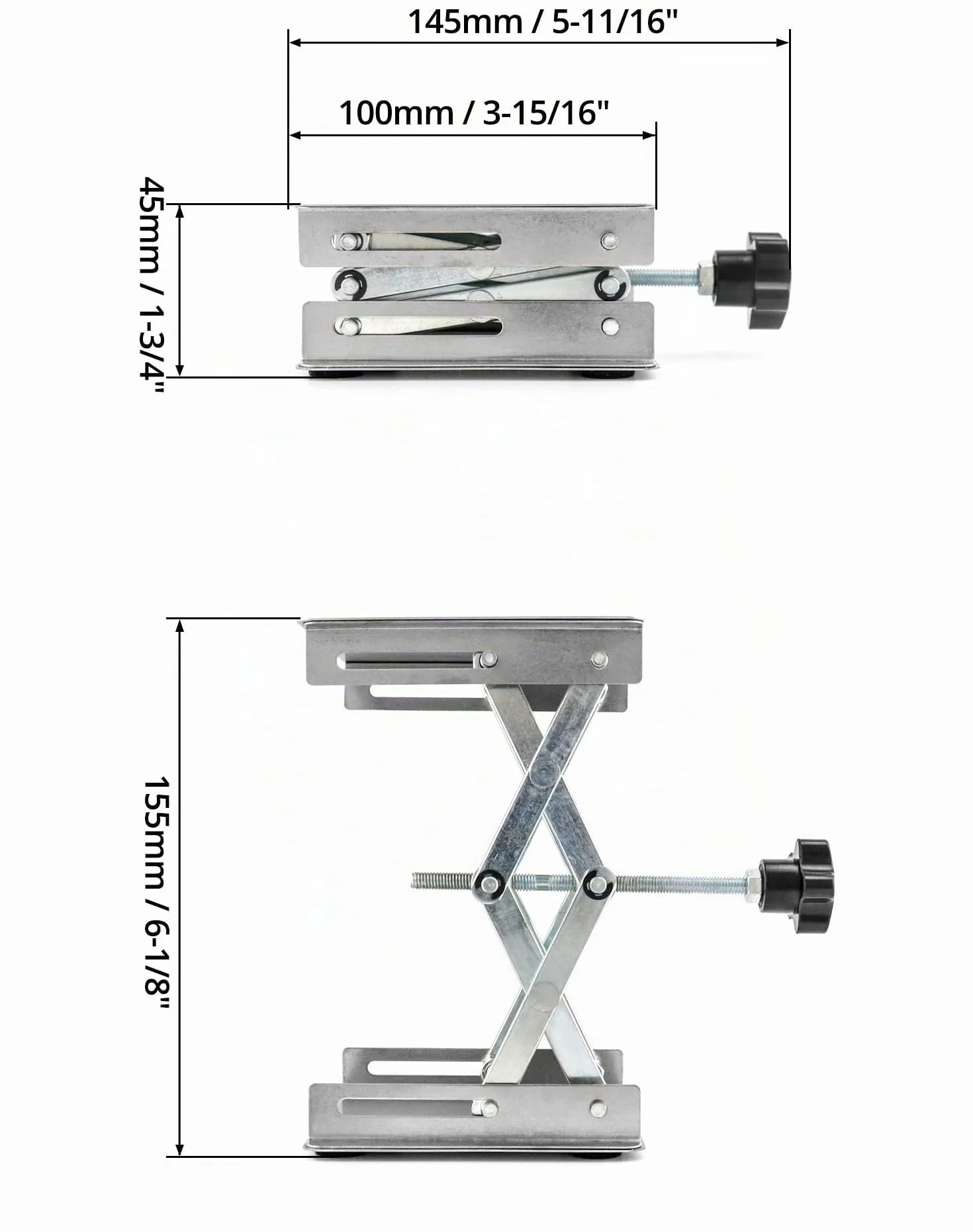 QWORK Elevador de Laboratorio 100x100mm Plataforma Elevadora de Acero Inoxidable 5KG