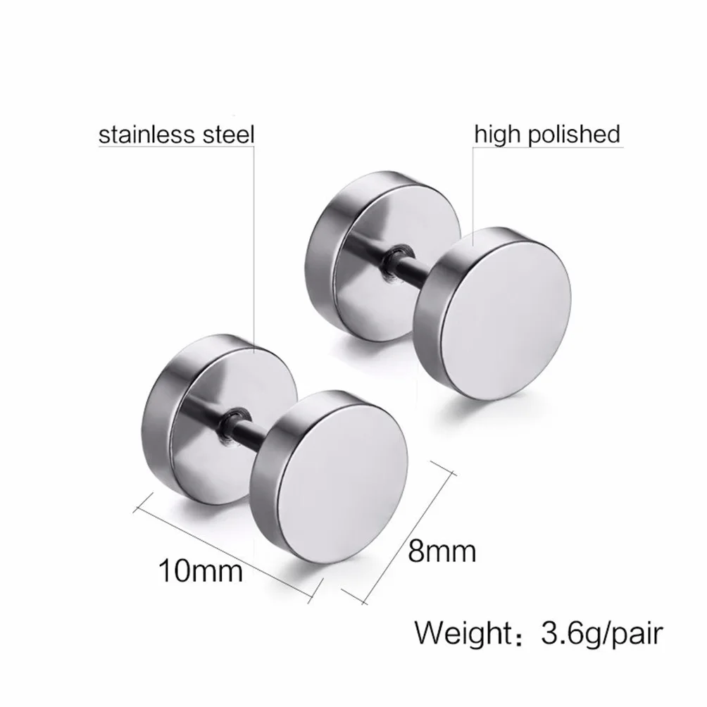 Tian Stainless Steel Mens Stud Pendientes Hoops Tunnel Earrings para mujeres Fakeplug Earrings Stainless Steel Womens Stud Pendientes Ear Piercing Plugs