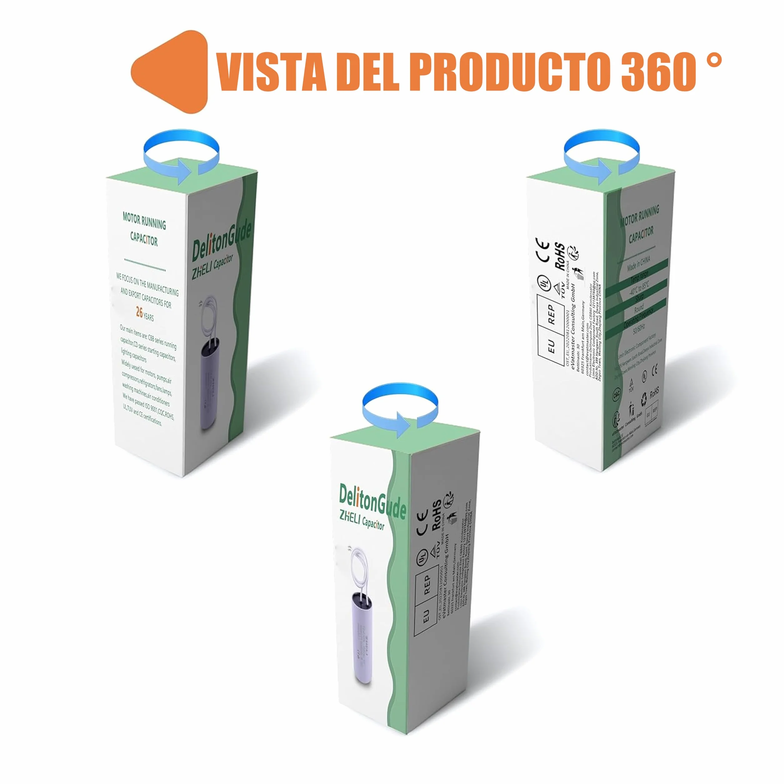 CBB60 20uF Motor Start Run Condensador MFD 450VAC 50/60Hz cilíndrico