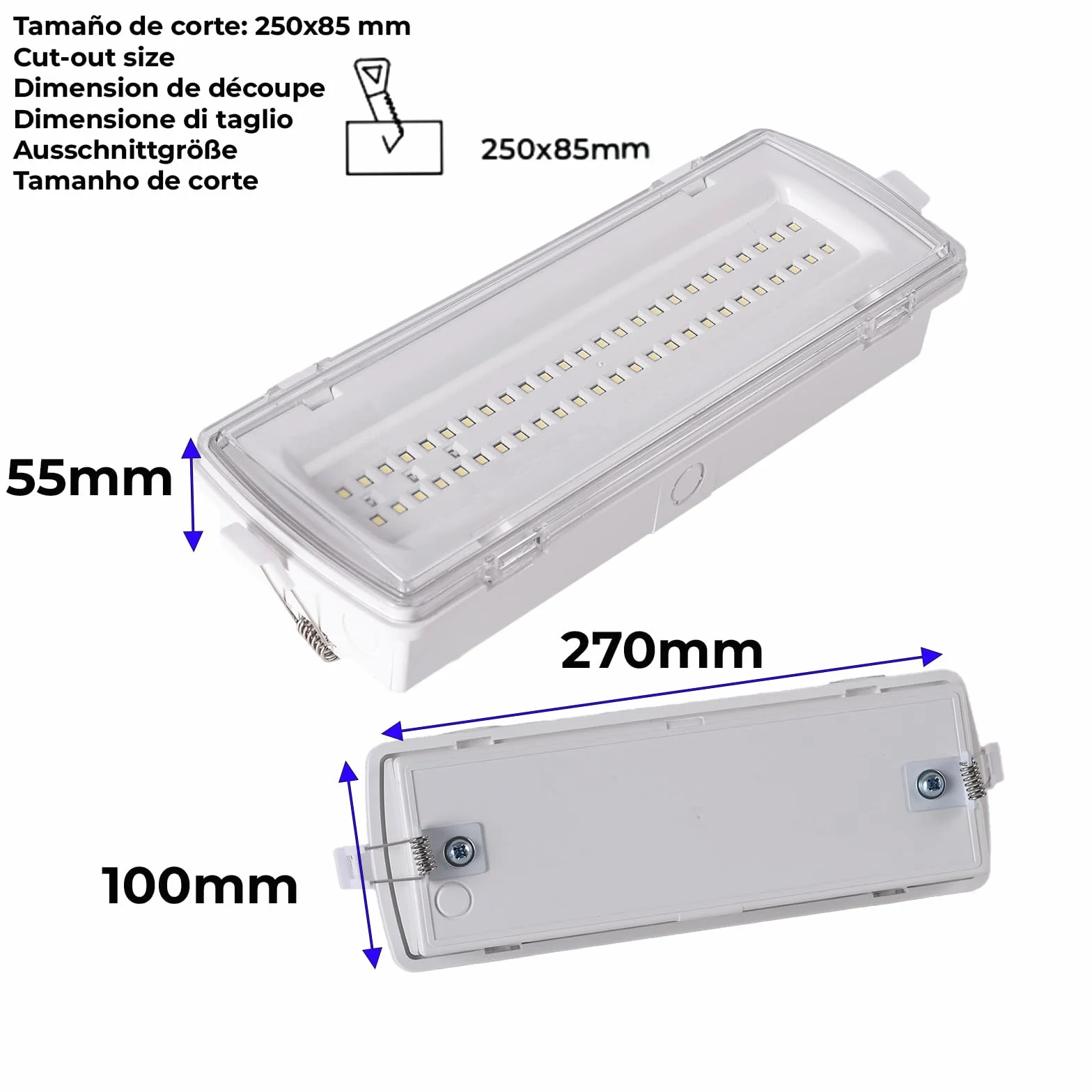 Alpinaluz Luz de Emergencia LED Estanca IP54 4W 530lm Empotrable 3h Autonomía Resistente al Agua y Polvo