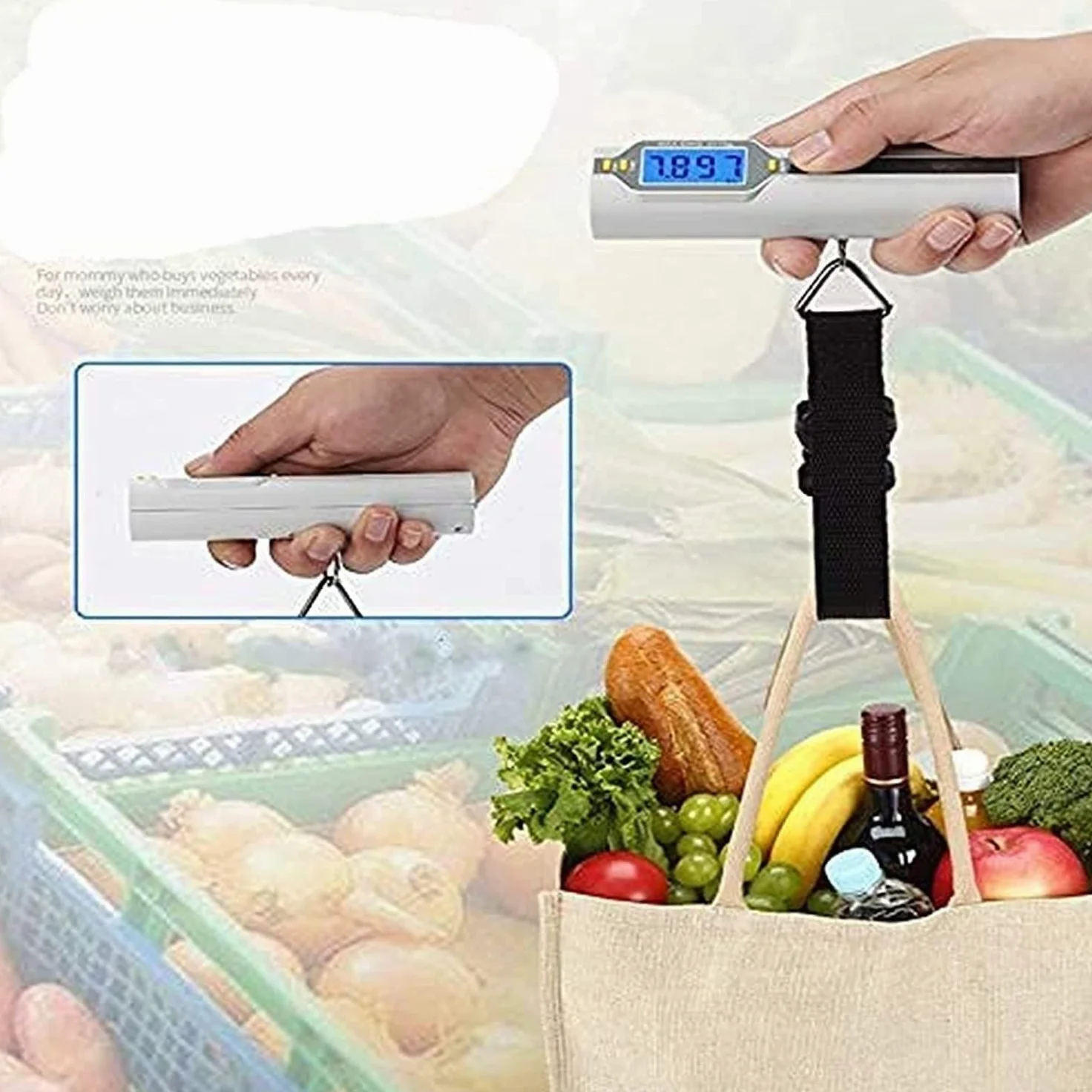 Báscula for Equipaje, báscula for Equipaje de 110 lb/50 kg con Pantalla LCD retroiluminada, báscula portátil for Equipaje, báscula Digital for Equipaje de Viaje.