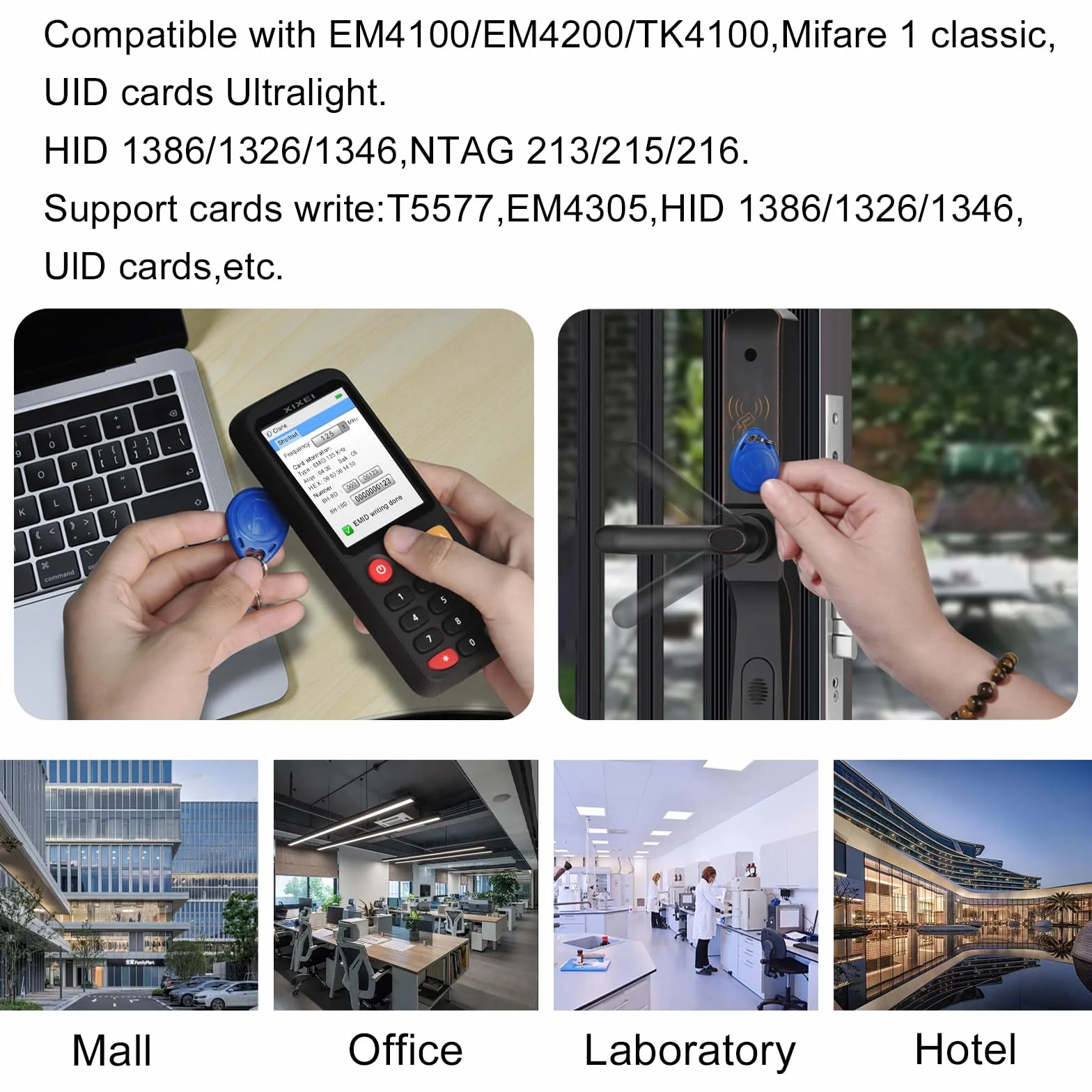 X7 NFC Lector de Tarjetas RFID Duplicador Control de Acceso 125 KHz 13,56 MHz 5 Tarjetas UID 5 Llaveros UID 5 Llaveros T5577