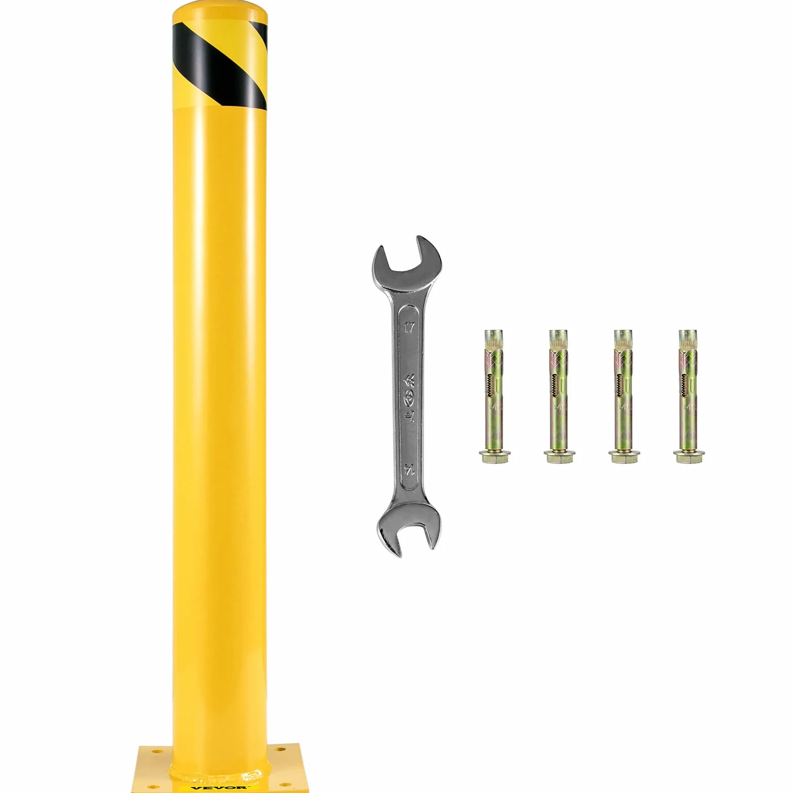 VEVOR Bolardo de Seguridad 122x14 cm 2 Piezas Tubo de Acero Recubrimiento de Polvo Amarillo Barrera de Seguridad