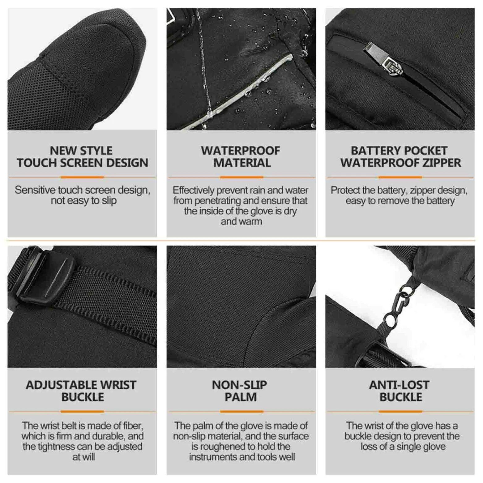 CHEWYNP Guantes Calentadores de Manos, Guantes térmicos eléctricos de Invierno, Guantes de calefacción con batería, Guantes térmicos cálidos para Mensajes de Texto con Pantalla táctil para